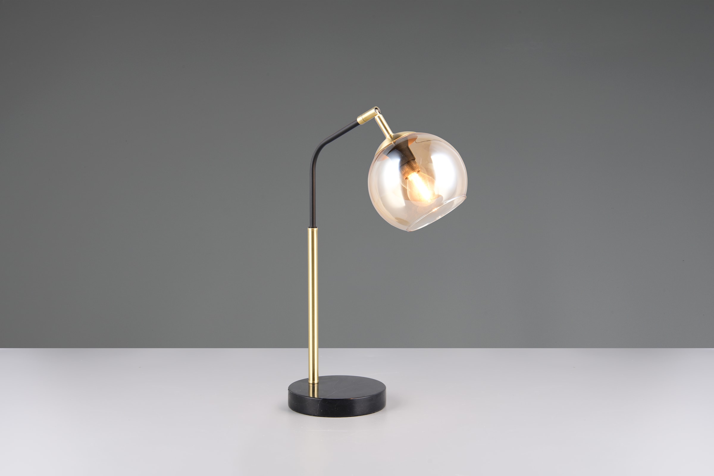 TRIO Leuchten Schreibtischlampe »PAXTON, exkl. 1x E14 max 10W, Leseleuchte Nachttischlampe«, 1 flammig, Leuchtmittel E14 | Leuchtmittel wechselbar, mit Glas Lampenschirm, Schnurschalter, Höhe 45 cm, Tiefe 28 cm
