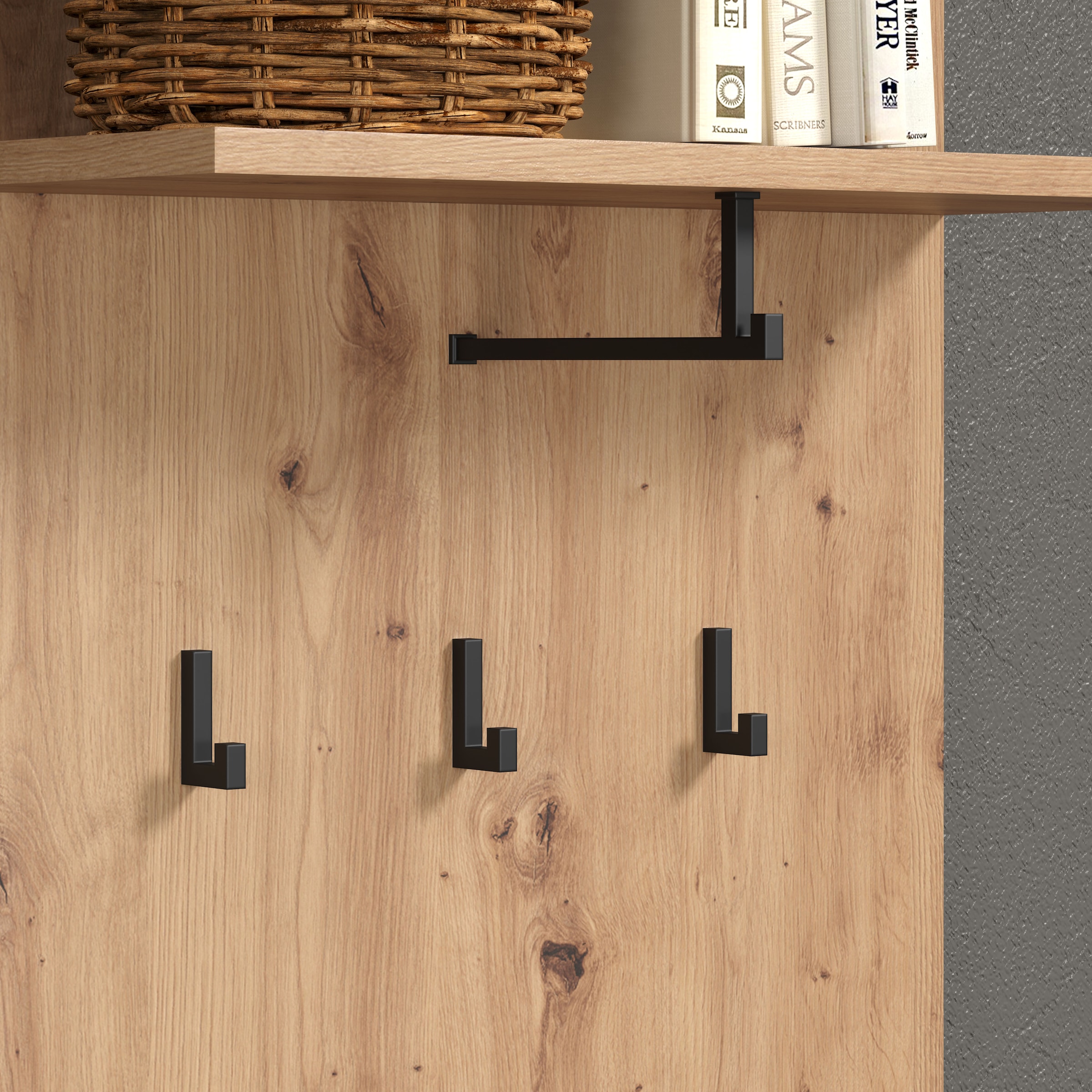 Places of Style Garderobenpaneel »Tarragona«, (1 St.), Wandgarderobe mit praktischer Ablage und 3 Haken - 63/30/139 cm