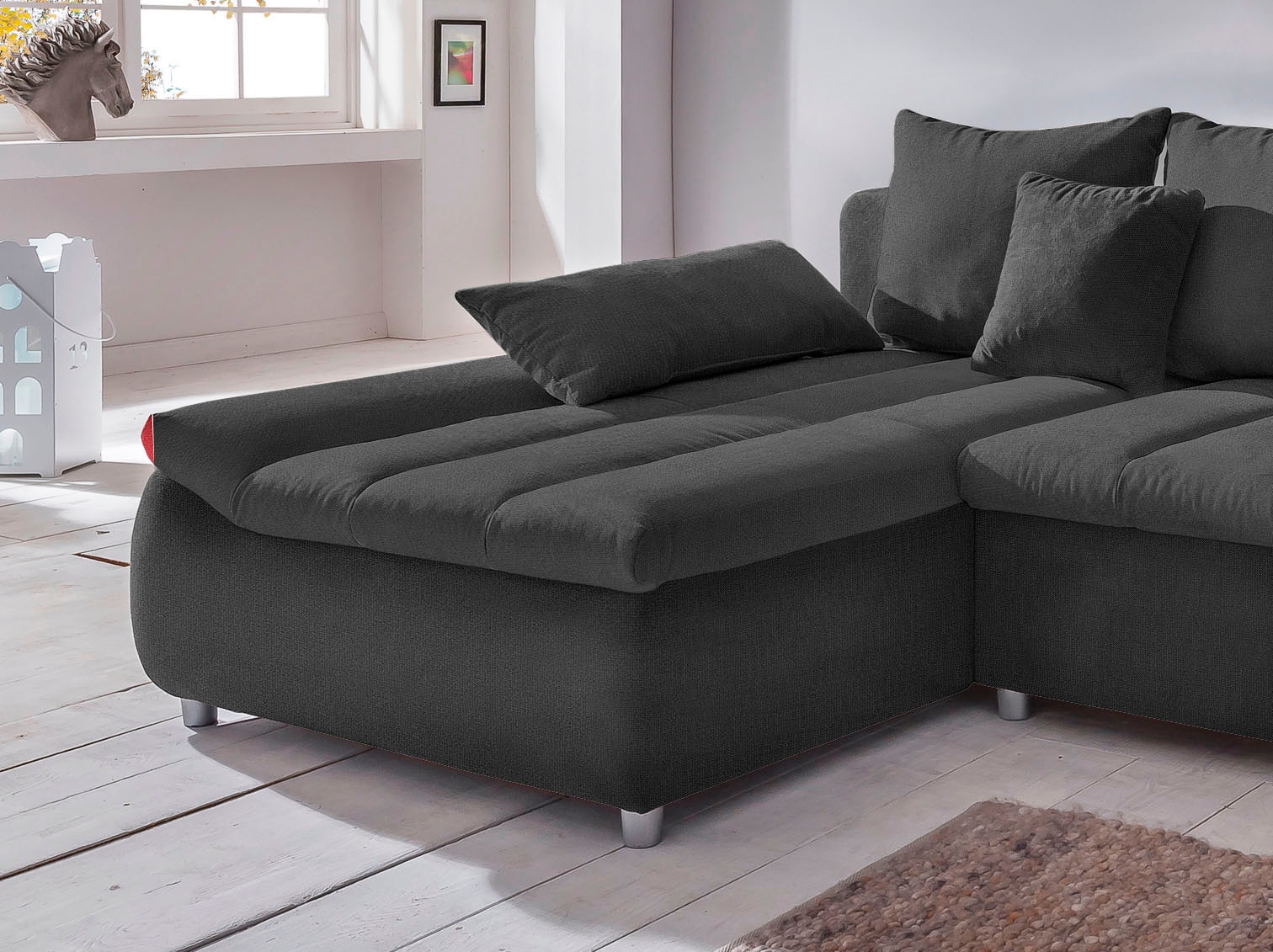 INOSIGN Ecksofa »Imola elegant und bequem, aktuelle Steppung im Sitz, L-Form«, wahlweise mit Bettfunktion