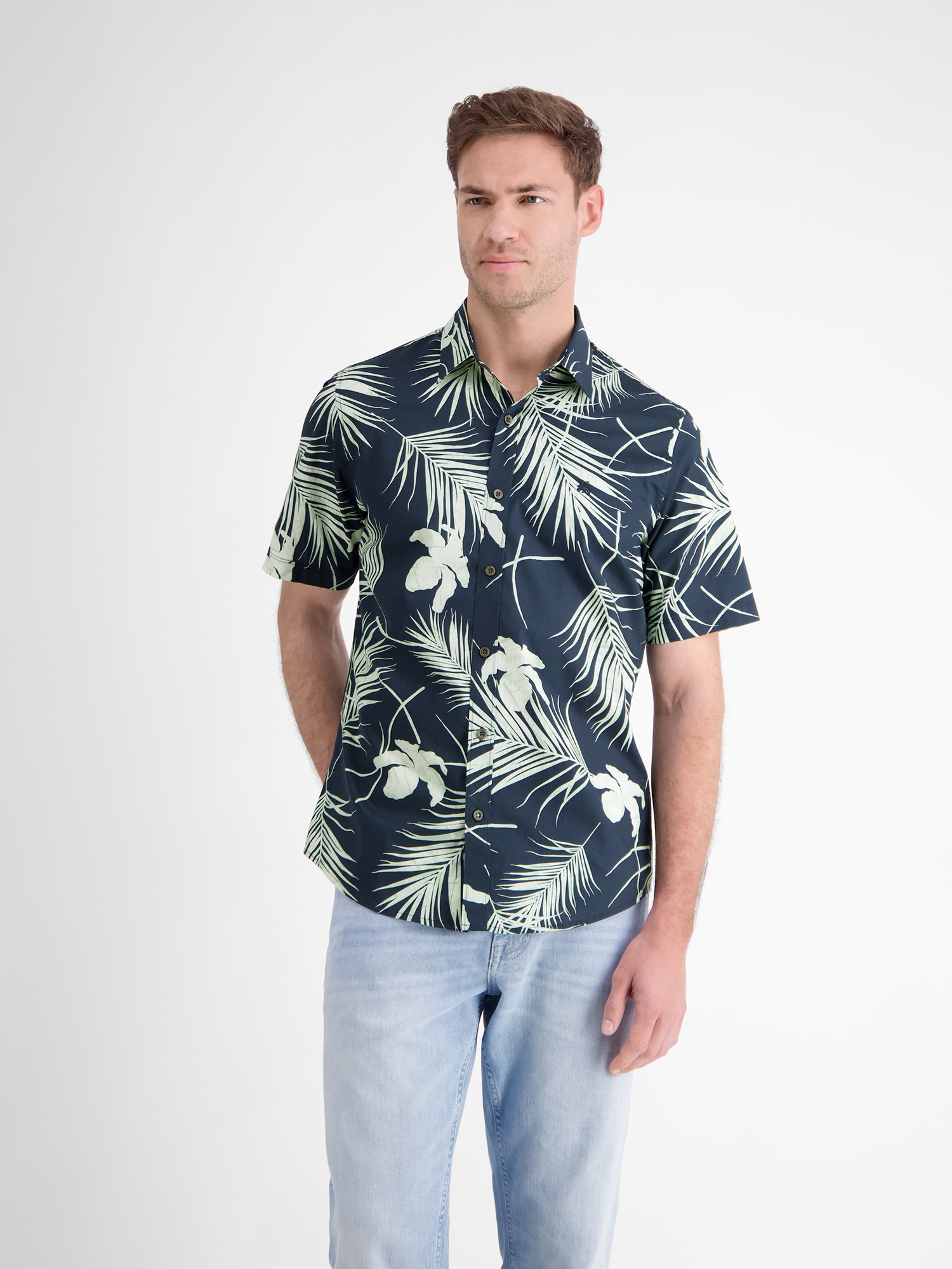 LERROS Kurzarmhemd "LERROS Kurzärmeliges Herrenhemd, Hawaiian-Style" günstig online kaufen