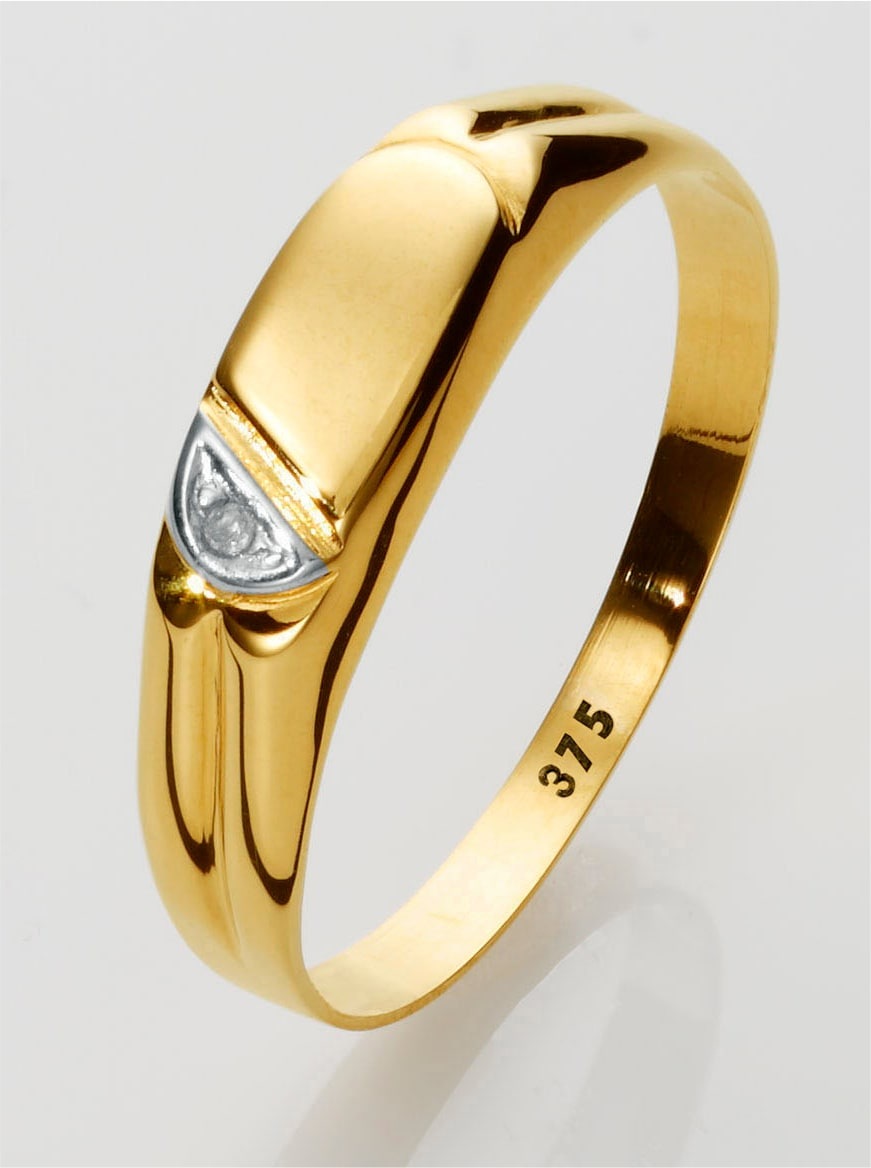 Fingerring LADY Gr. 19, gold (gelbgold 375), Fingerringe, Damen, 19, Metall, Fingerring