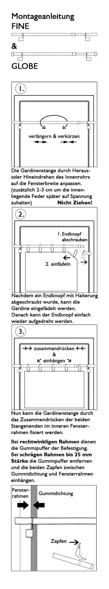 Thumbnail - indeko Scheibenstange "Fine", 1 läufig-läufig, ausziehbar, stufenlos verstellbare Klemmstange