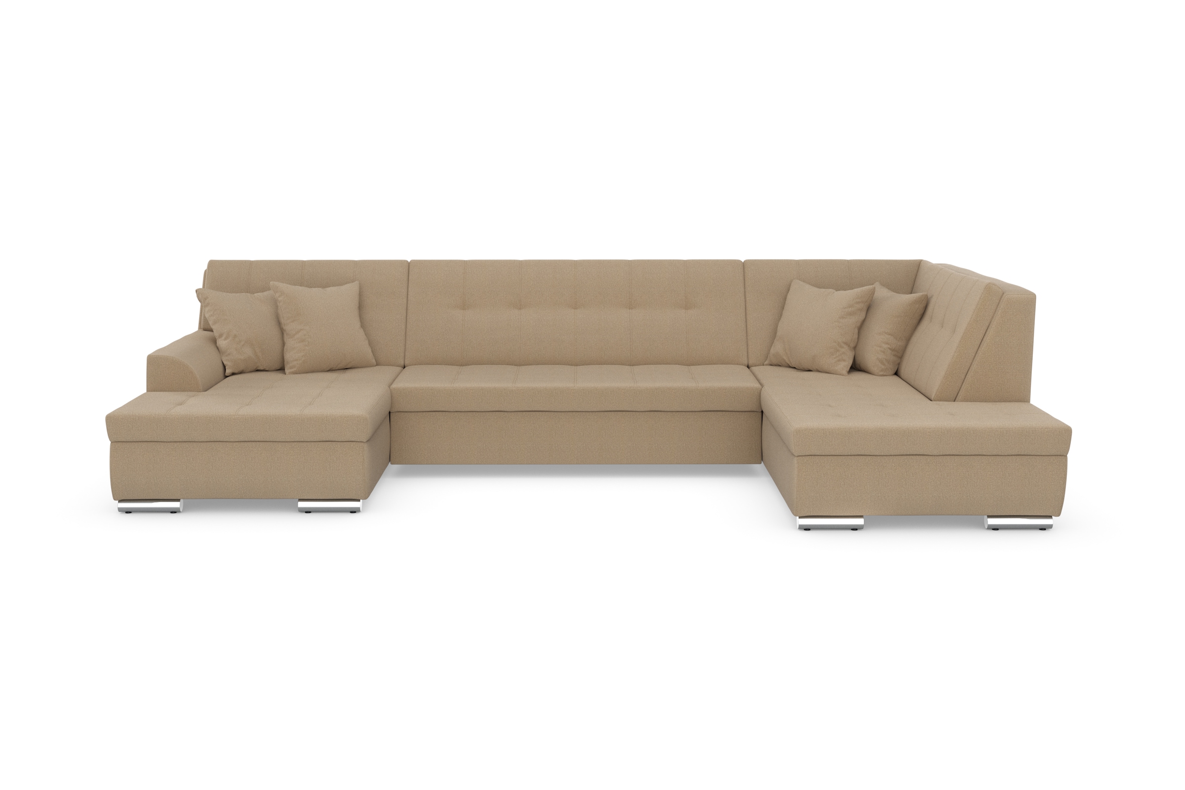 DOMO collection Wohnlandschaft »Treviso incl. Zierkissen, moderne Steppung, XXL: B/T/H: 364/201/83 cm«, wahlweise mit Bettfunktion, in vielen Bezugsarten auch in Cord U-Form