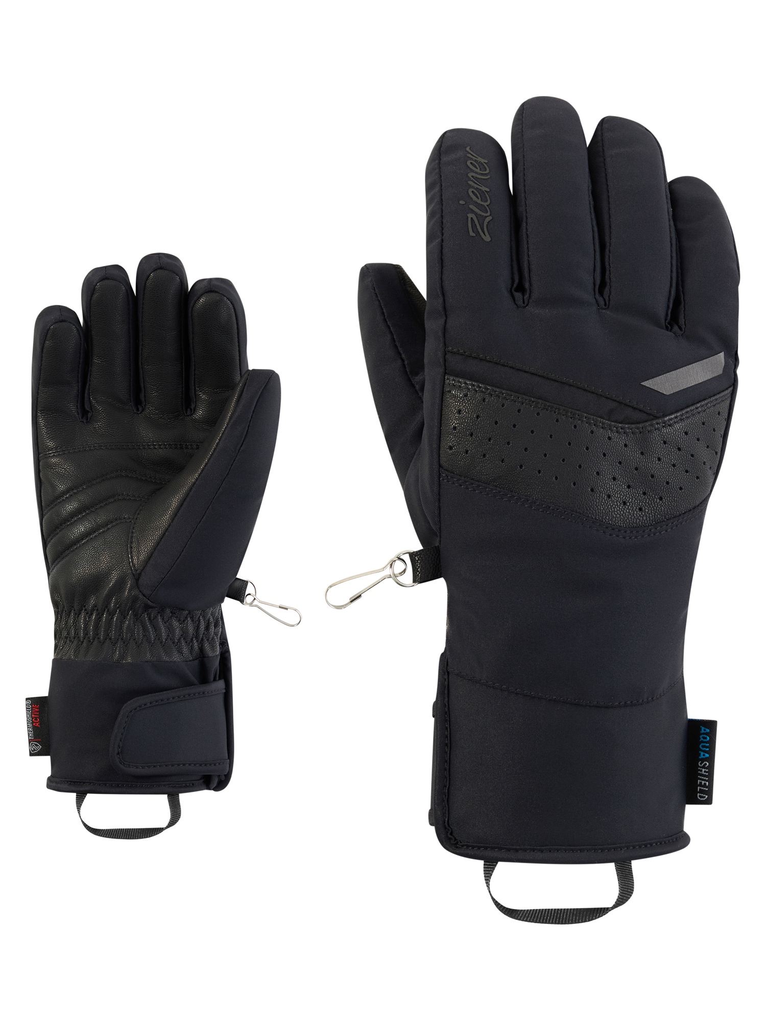 Ziener Skihandschuhe "KJARTA AQUASHIELD DAMEN" wasserdicht, winddicht, atmungsaktiv, Wollwattierung, Lederinnenhand
