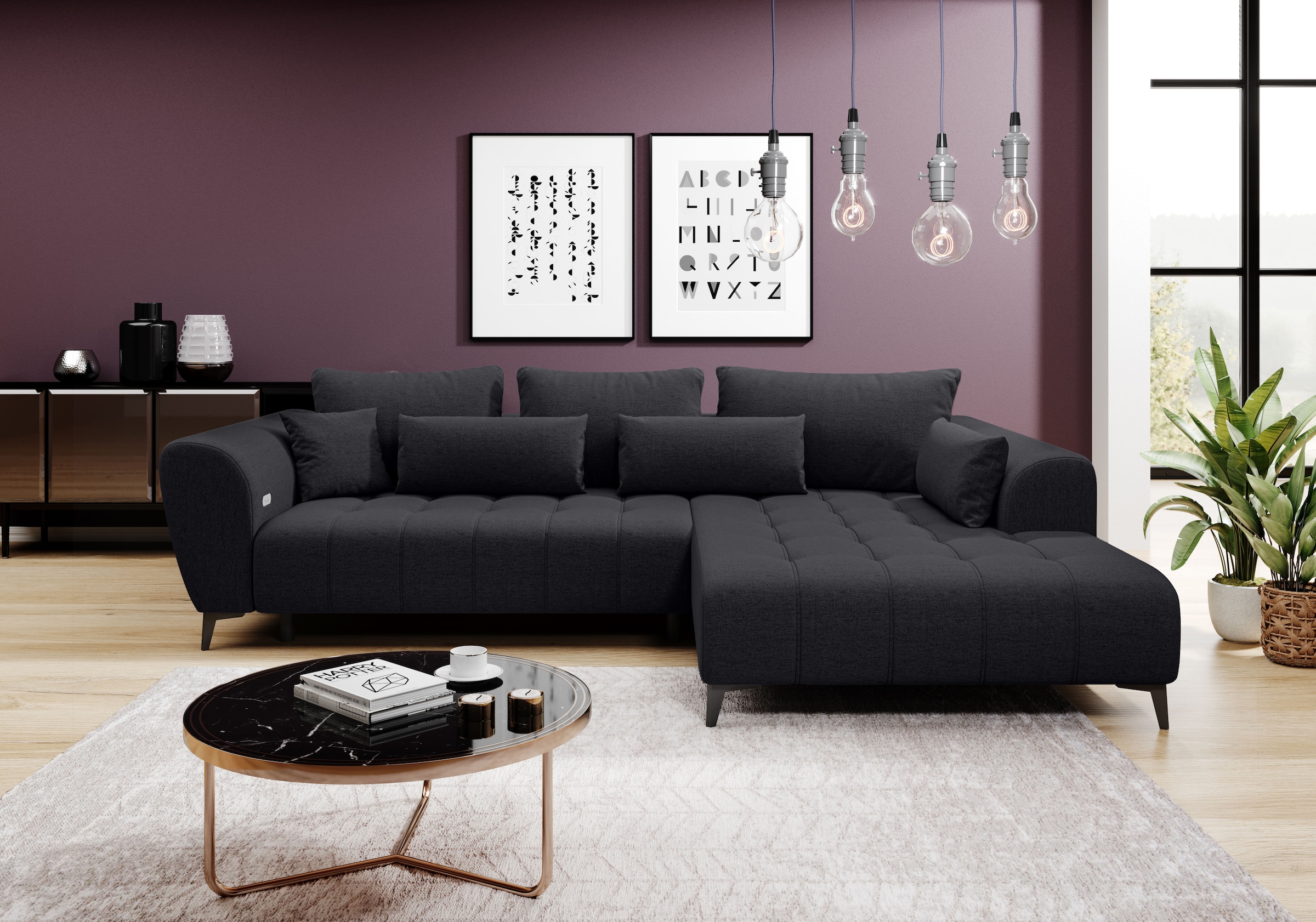 WERK2 Ecksofa "Garay, XXL-Liegefläche, elektrisch ausziehbar auf ca. 228×12 günstig online kaufen