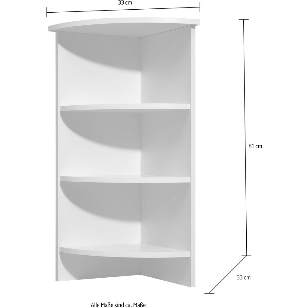 Saphir Eckregal »Quickset 335 Abschlussregal für Unterschrank, 33 cm breit, 81 cm hoch«, 3 feste Böden, Regal in Weiß, Bad-Regal, Badezimmerregal