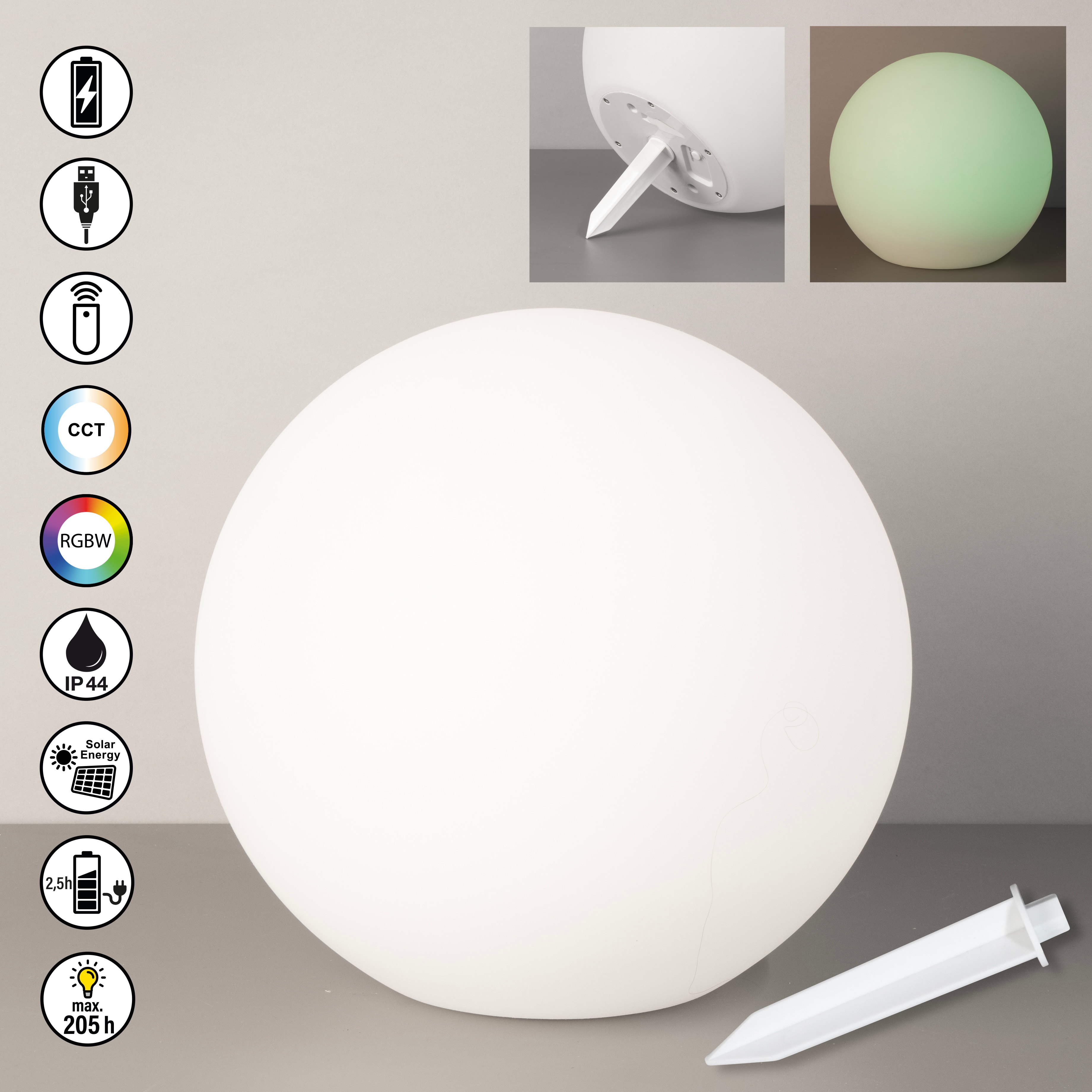 EASY BY FHL Außen-Tischleuchte "Dabus", 1, Ø 30cm H: 28cm, weiß, Leuchten, lange Leuchtdauer