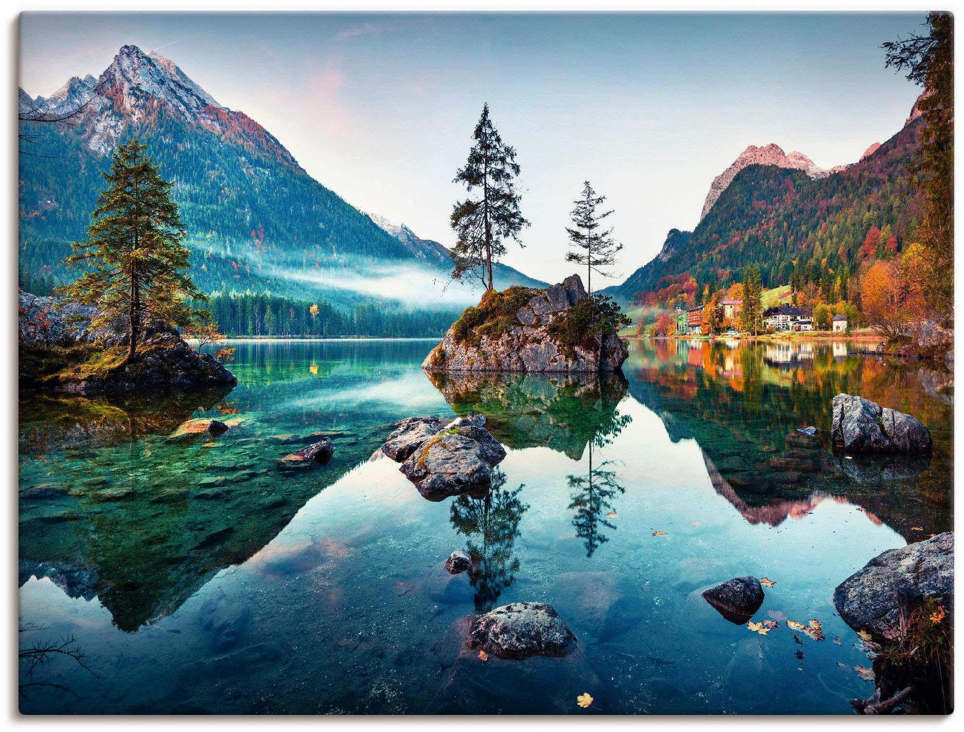 Artland Wandbild "Herbstszene des Hintersee vor Alpen" Seebilder 1 Stk. tlg günstig online kaufen