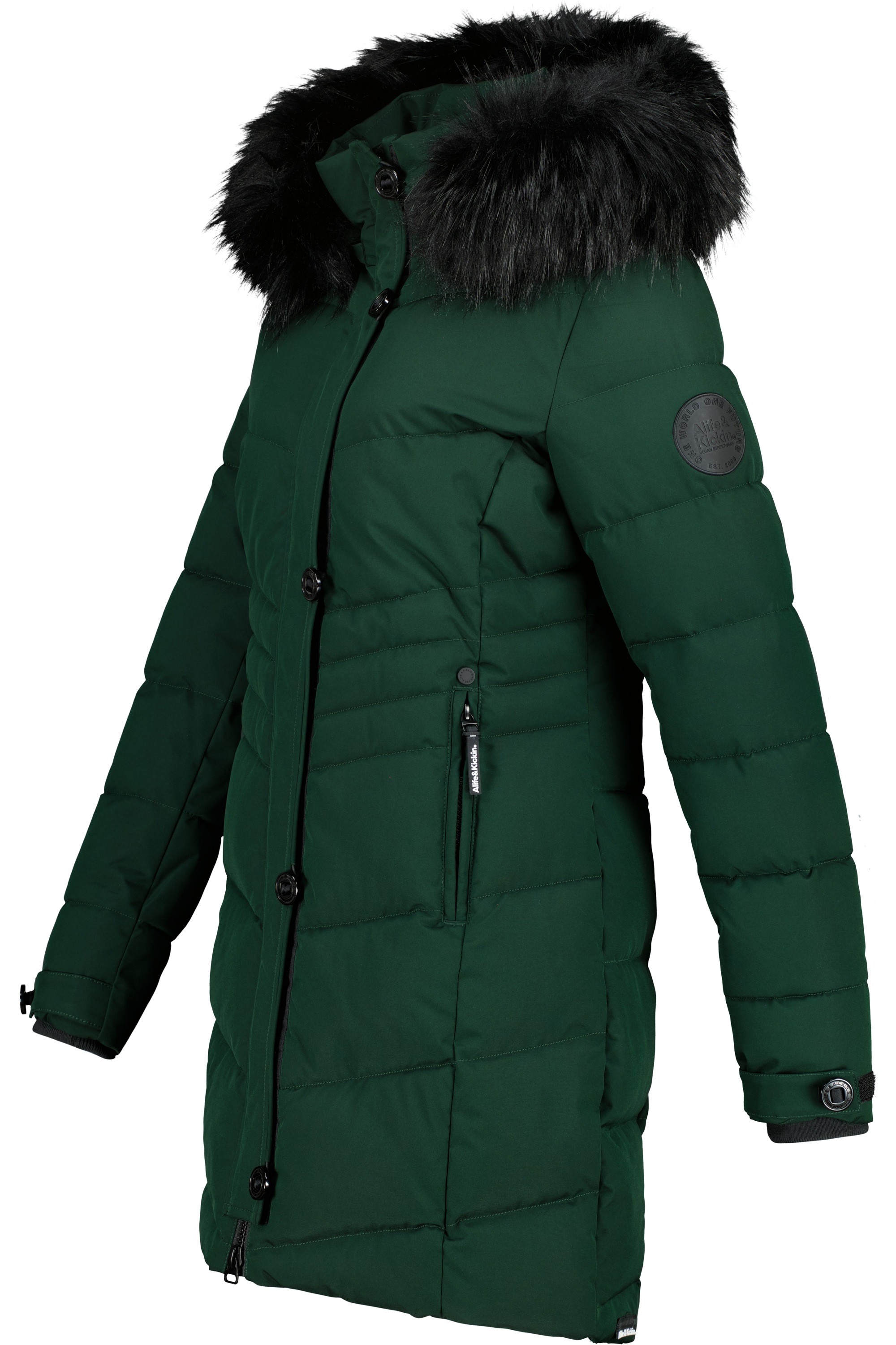 Alife & Kickin Winterjacke »Damen AmaliaAK A«, mit Kapuze, Lange gefütterte Damenwinterjacke mit abnehmbarer Kunstfellkapuze