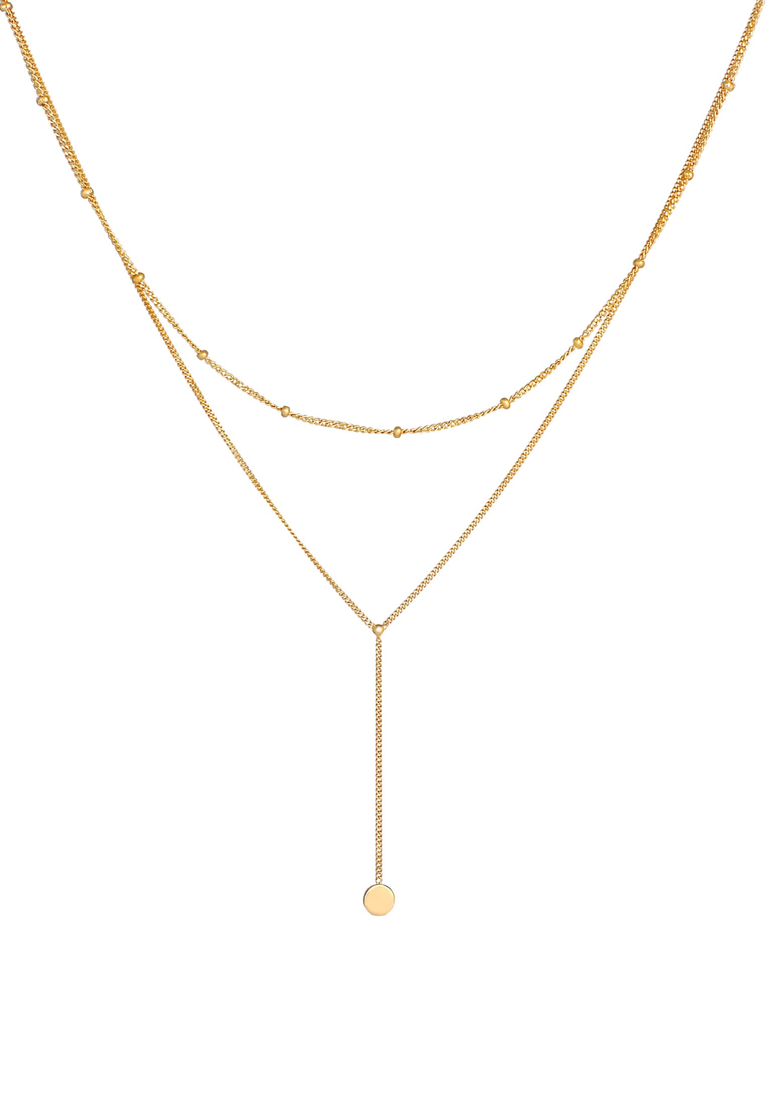 Elli Silberkette »Halskette Layer Y-Kette Kugelkette Plättchen 925 silber«