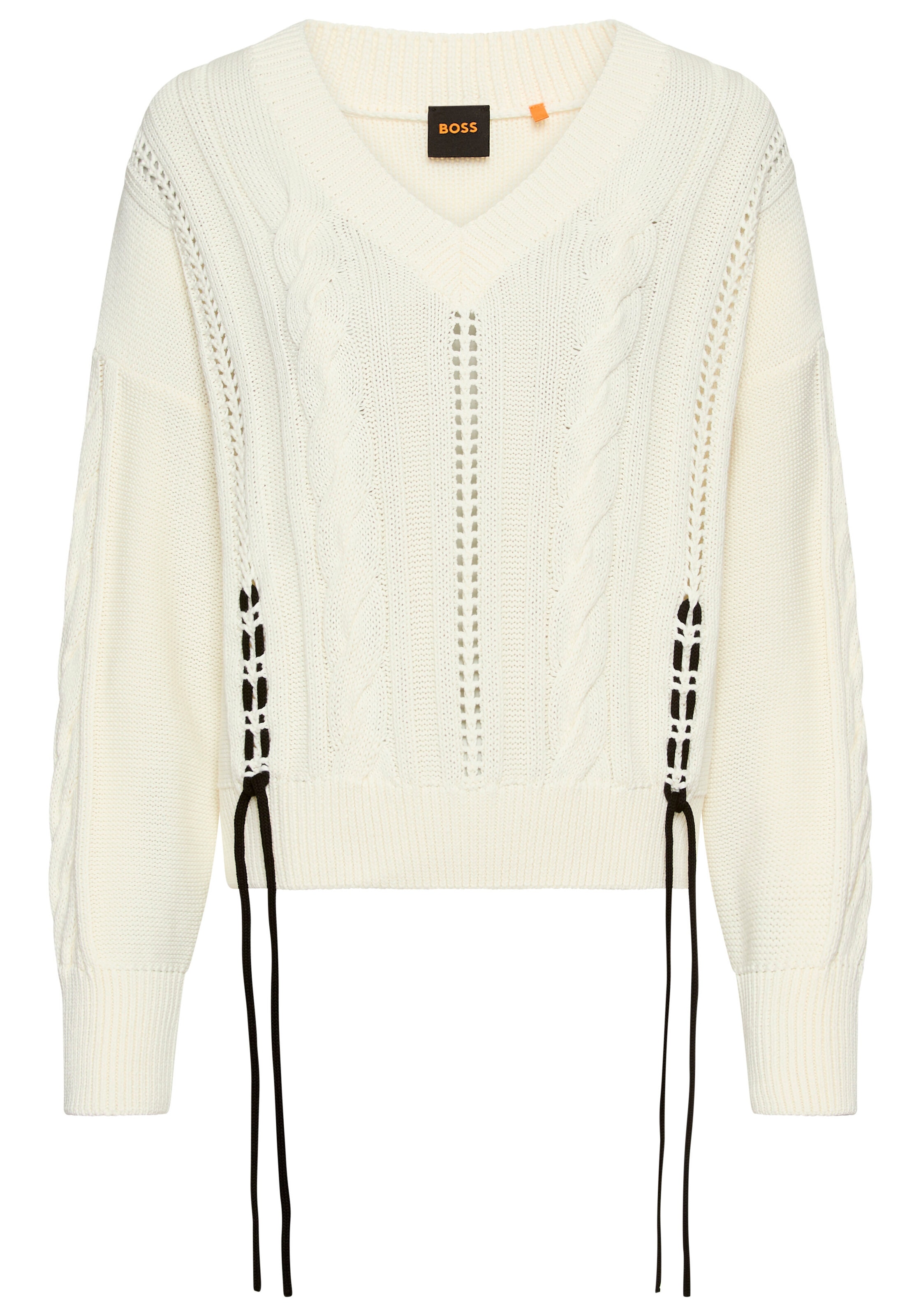 BOSS ORANGE Strickpullover "Fangallo Premium Damenmode", mit Kordel-Details günstig online kaufen