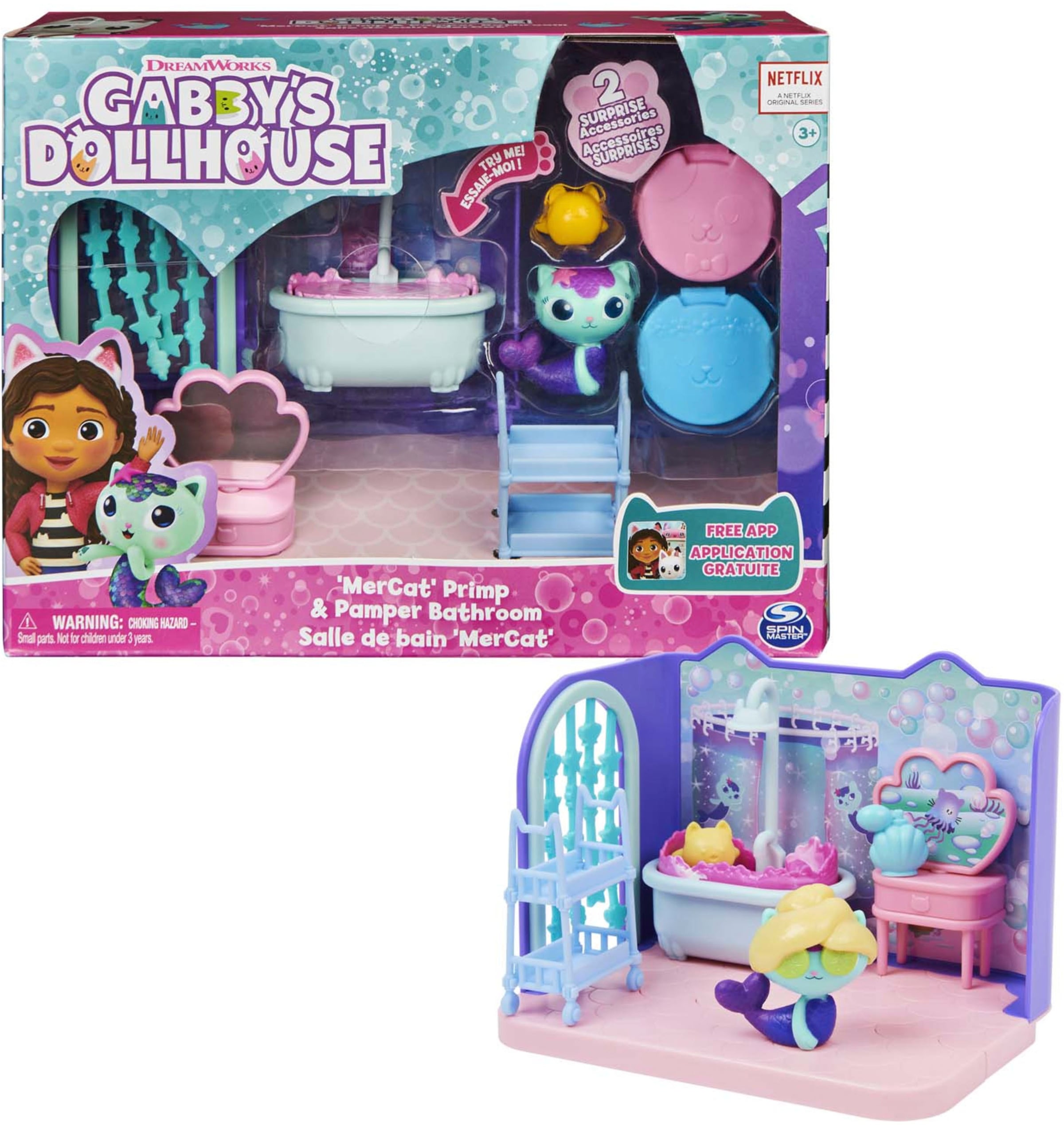 Black Friday Spin Master Spielwelt Gabby s Dollhouse Deluxe Room MerCat s Badezimmer Badezimmer mit Meerkatzchen Mobelstucken und thematischem Zubehor BAUR