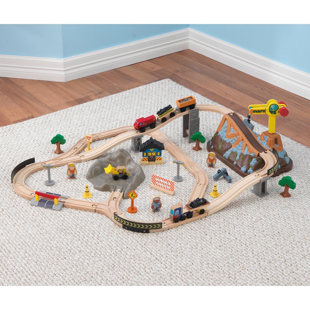 KidKraft® Spielzeug-Eisenbahn »Holzspielzeug, Eisenbahnset Baustelle mit Aufbewahrungsbox«