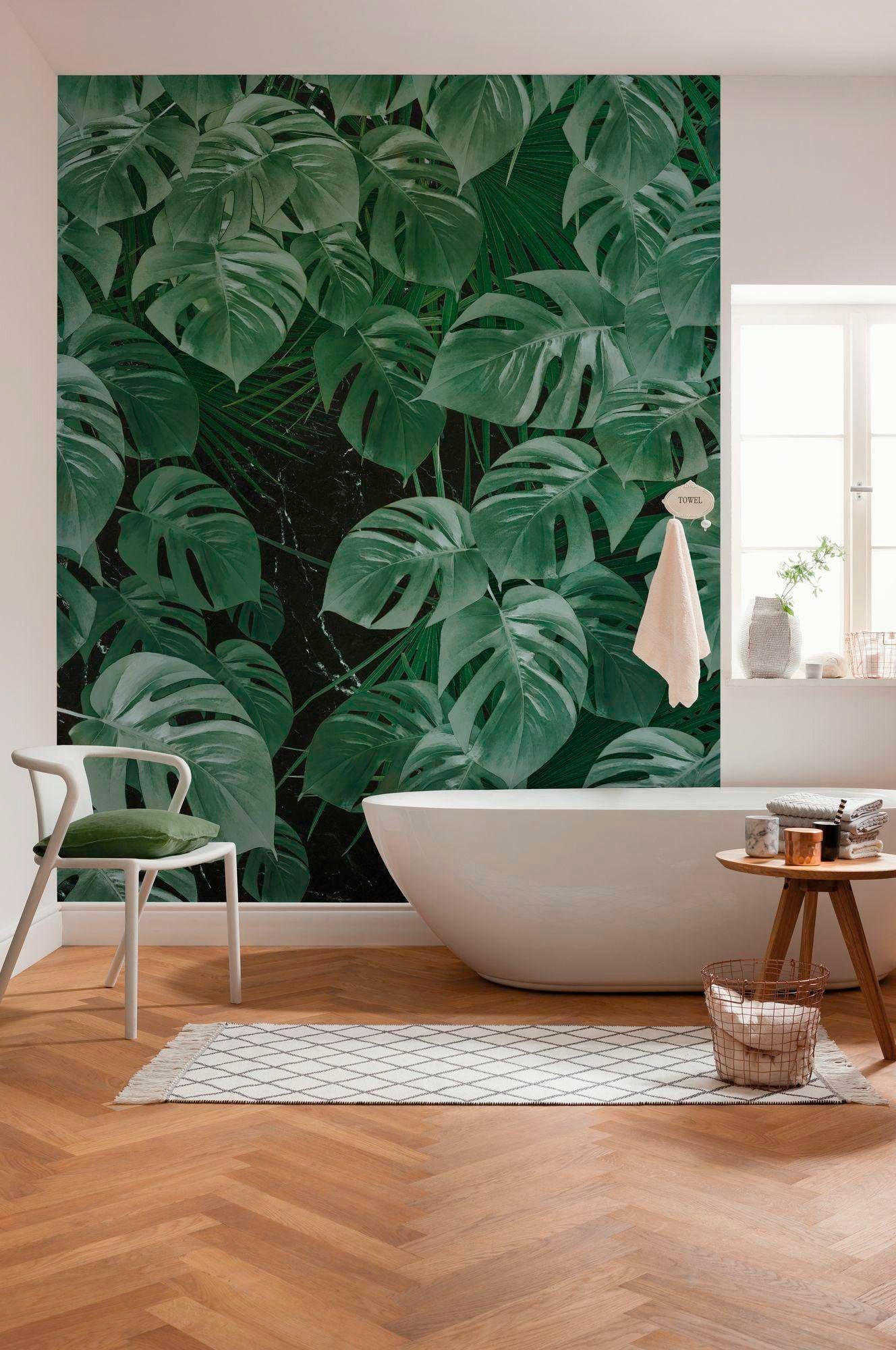 Komar tapetai »Digitaldruck Vlies - Monstera on Marble - Größe 200 x 250 cm« raštuotas Wohnzimmer miegamojo kambario baldai