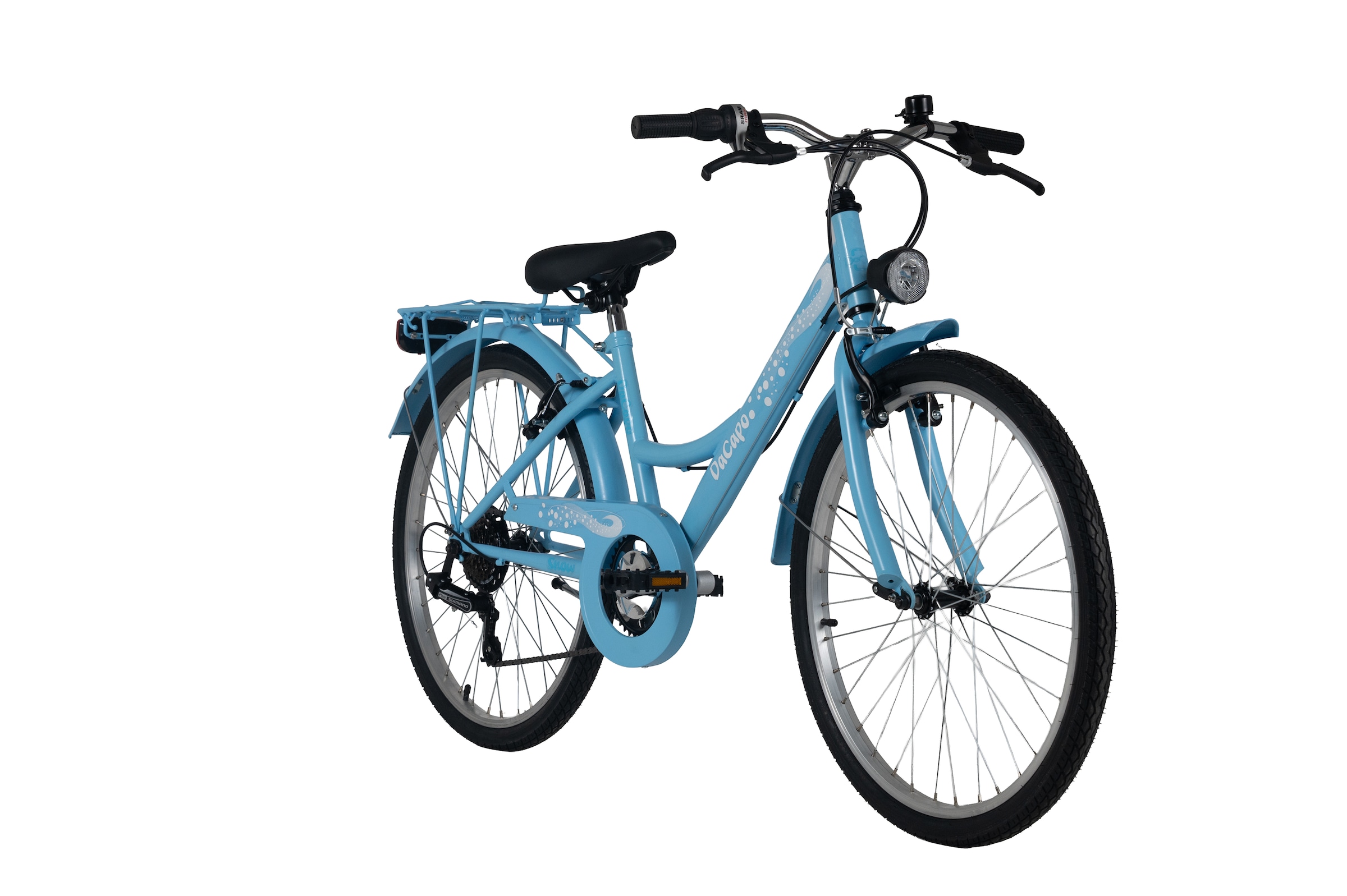 Dacapo Jugendfahrrad »DaCapo Kinderfahrrad 24'' Snow blau 6 Gänge RH 36 cm« 6 Gang Shimano Tourney Schaltwerk Kettenschaltung
