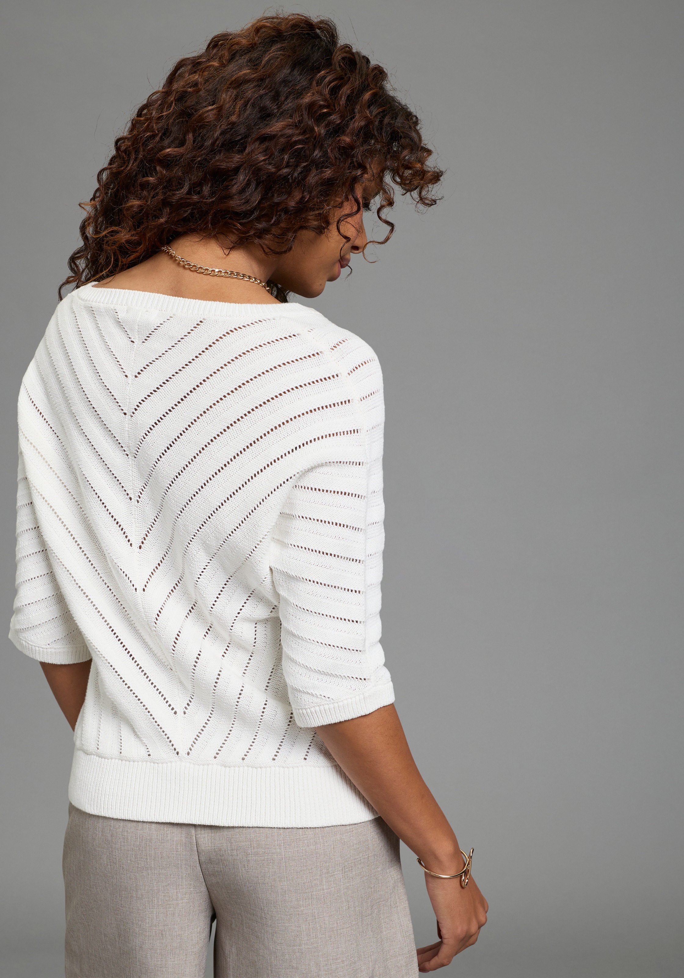 Bruno Banani Fledermauspullover in Ajour-Optik, ideal für den Frühling günstig online kaufen