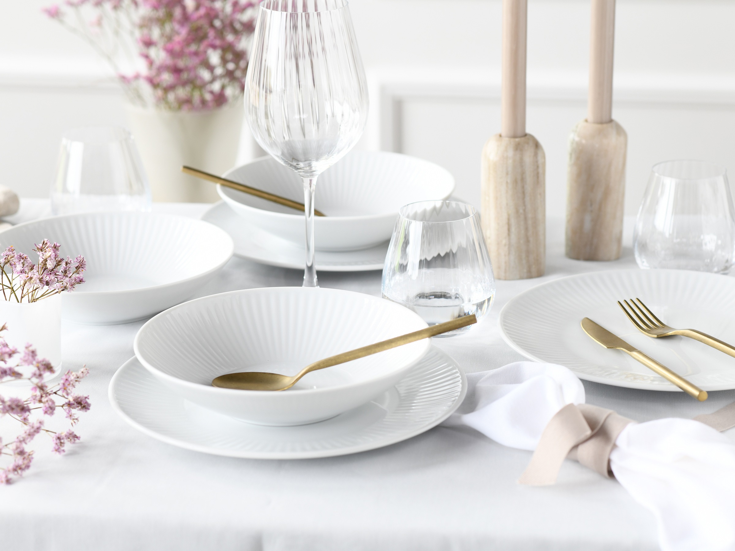 CreaTable Tafelservice »Valencia Weiß, Tafel-Service 12-tlg«, (Set, 12 tlg.), Elegant, Boho Chic