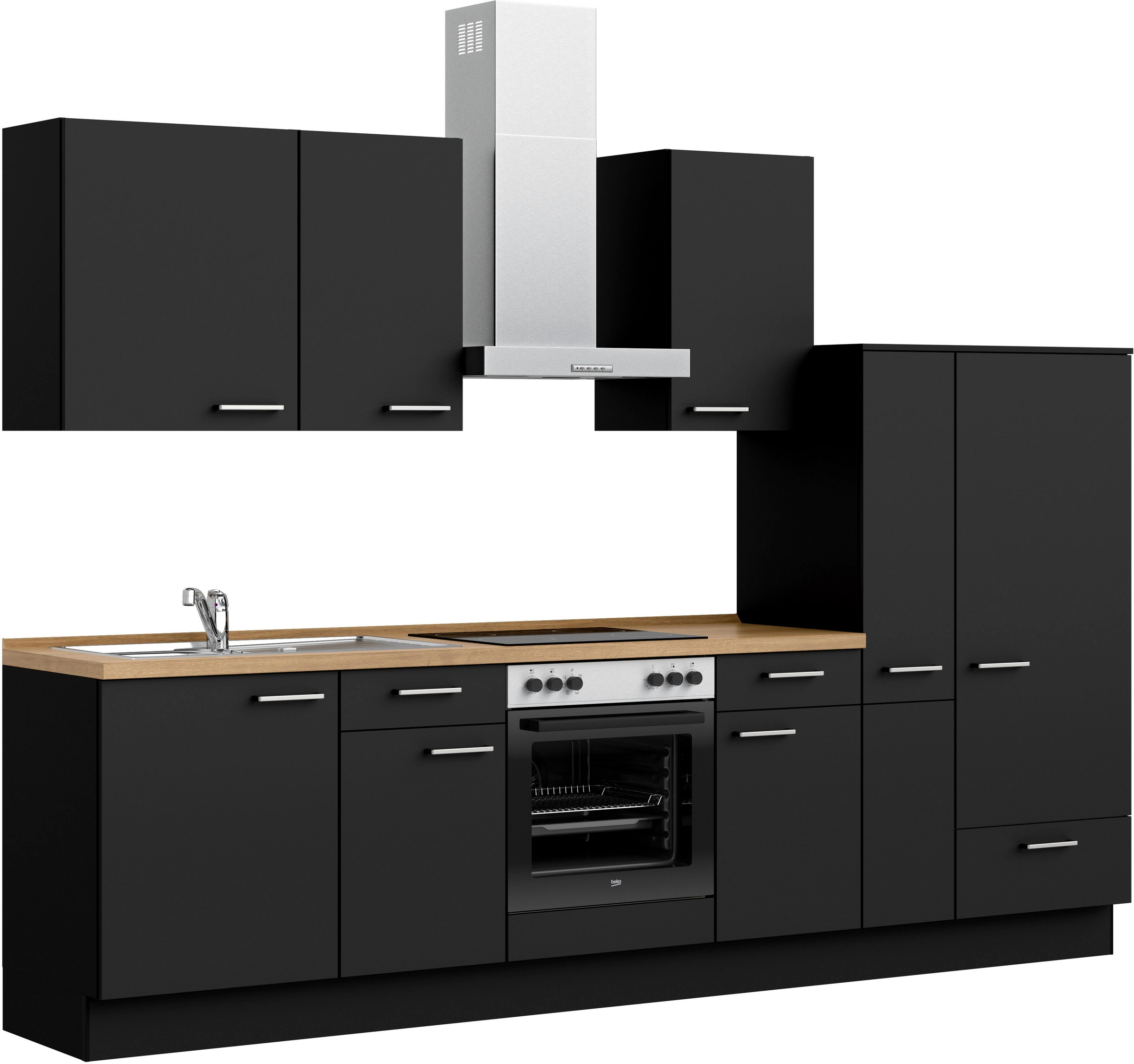 nobilia® Küchenzeile »"Touch I"«, vormontiert, Ausrichtung wählbar, Breite 300 cm, wahlw. mit E-Geräten