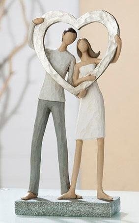 GILDE Dekofigur »Skulptur Liebespaar mit bestellen Herz«, BAUR Herz, romantisch, - | Dekoobjekt, cm, 27 Wohnzimmer Höhe handbemalt