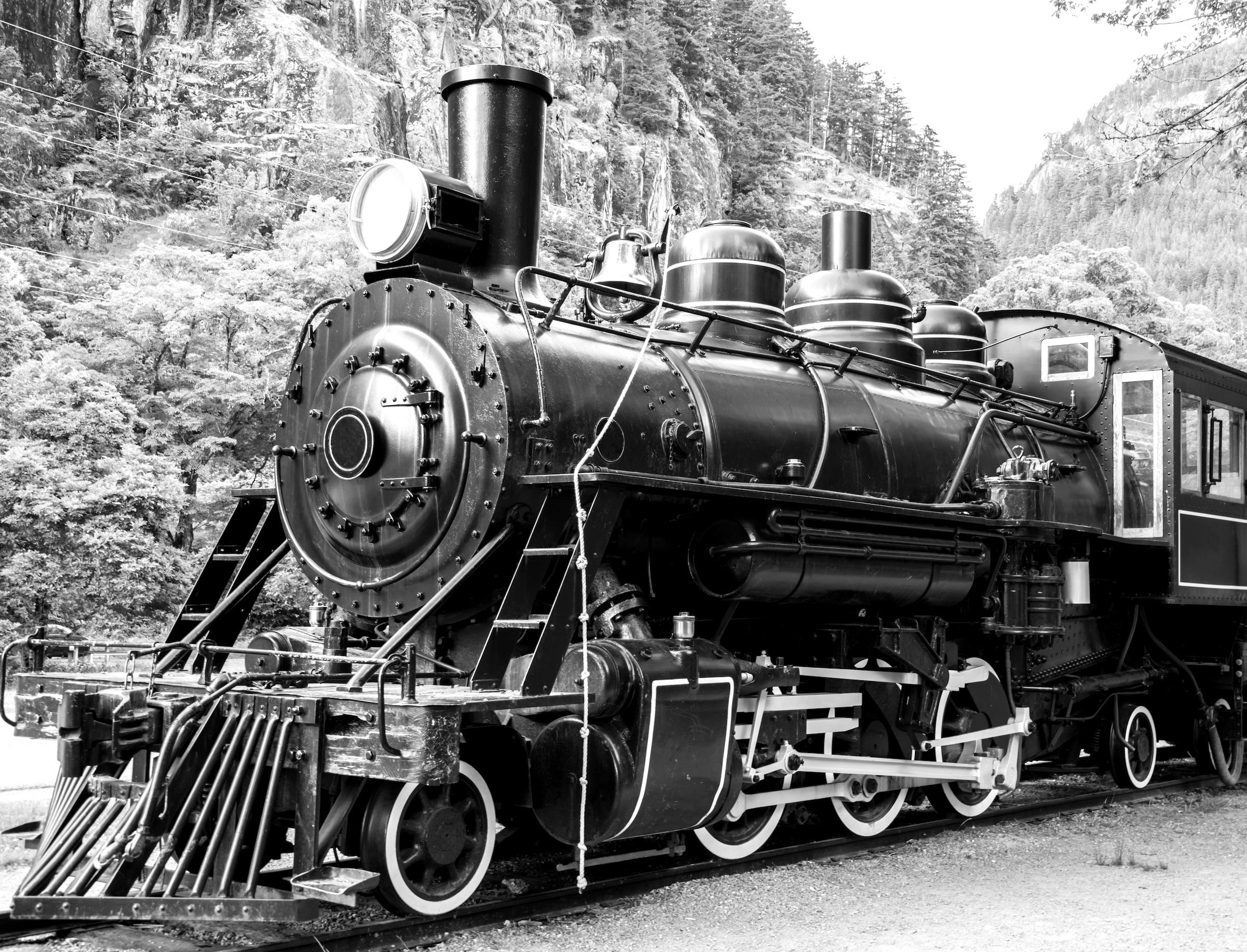 Papermoon Fototapete "Dampflokomotive Schwarz & Weiß"