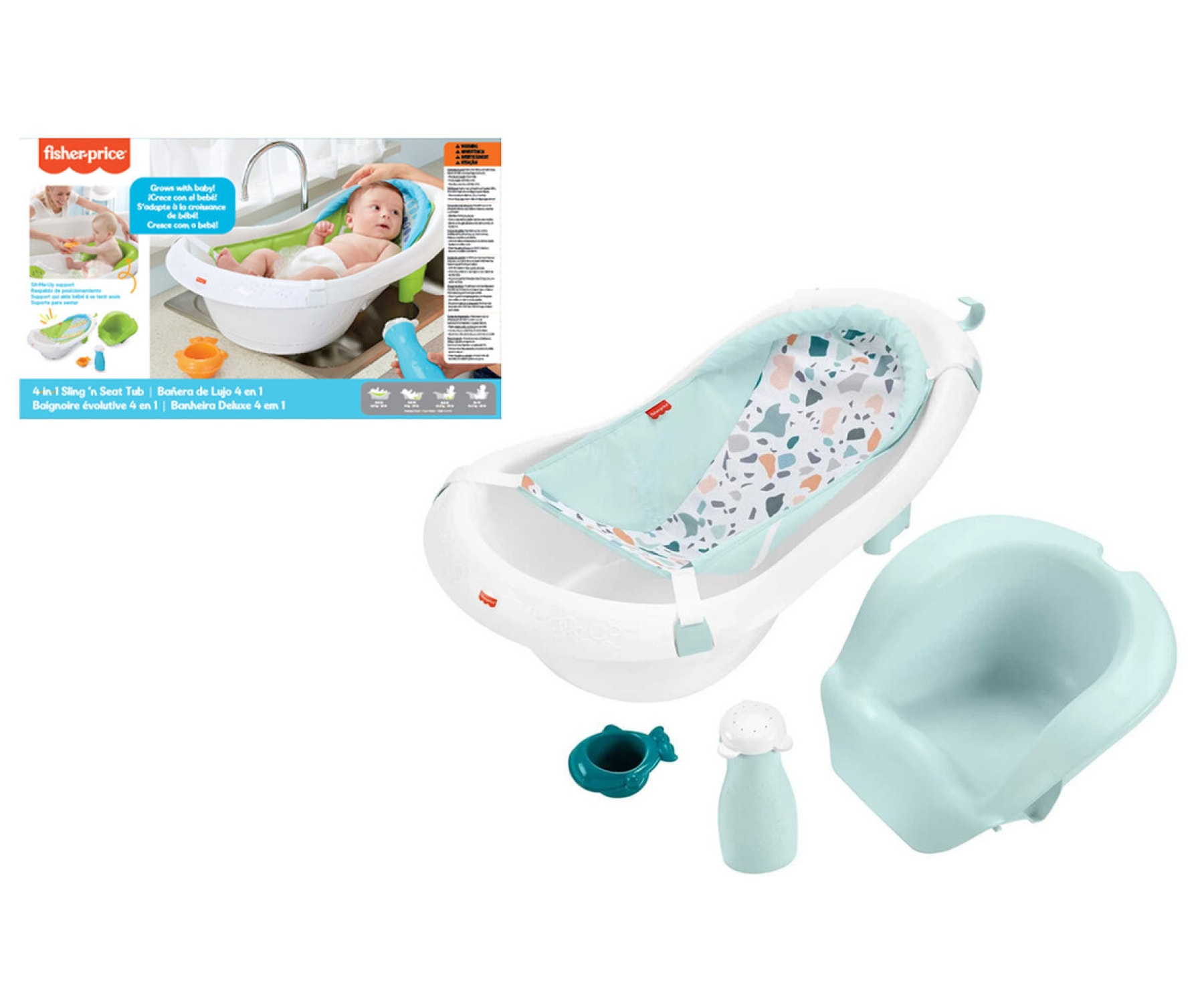 SIMBA Babybadewanne »Fisher Price 4-in-1 mit Neugeboreneneinsatz und Sitz« Höhe 21,5 cm