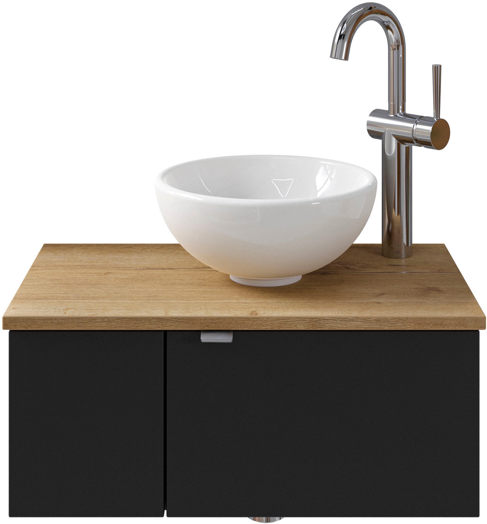 Saphir Waschtisch »Serie 6915 Waschschale mit Unterschrank für Gästebad, Gäste WC«, 61 cm breit, 2 Türen, offenes Fach, kleine Bäder, ohne Armatur