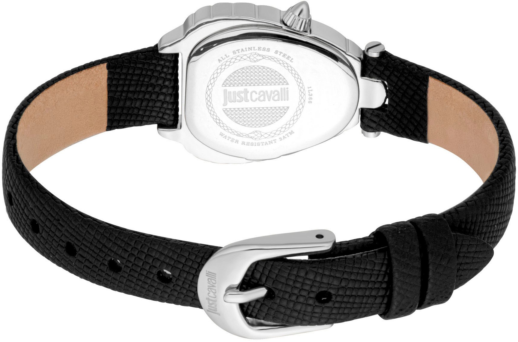 Just Cavalli Time Quarzuhr »Animalier«, Armbanduhr, Damenuhr, Lederarmband, analog, Kristallsteine