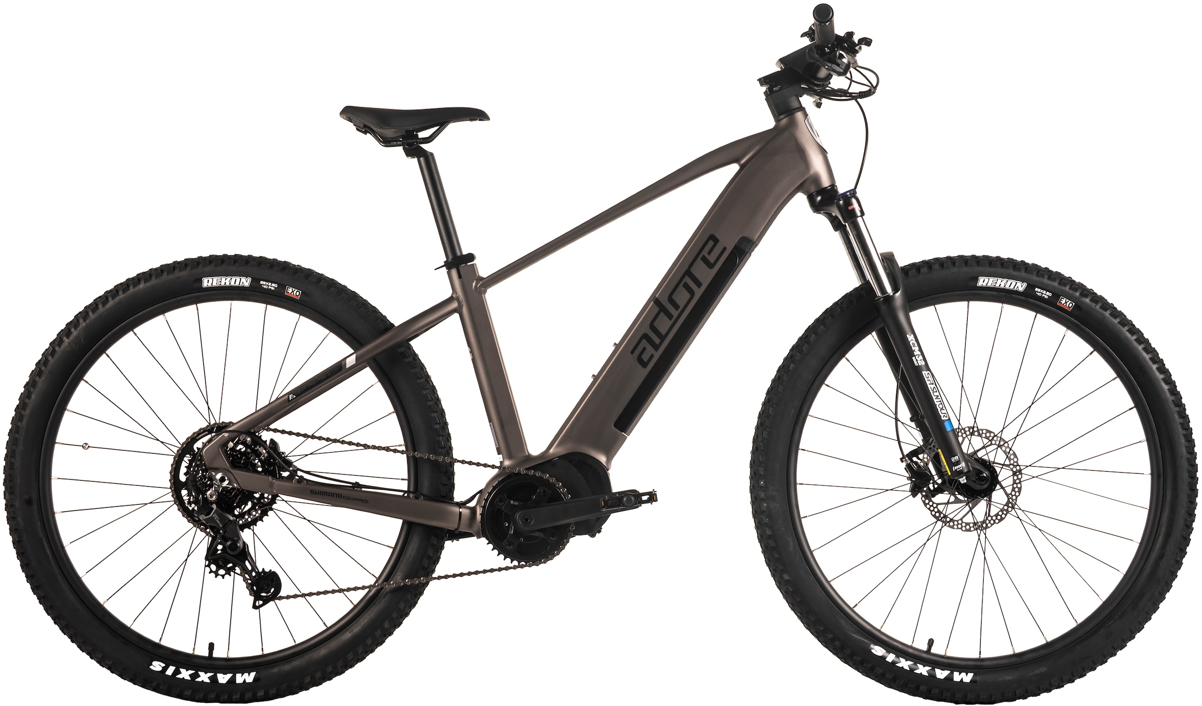 Adore E-Bike »Hardtail 29" GX-750 Mittelmotor 130NM / 15Ah Platingrau matt«, 9 Gang, Shimano, Cues, Mittelmotor 250 W