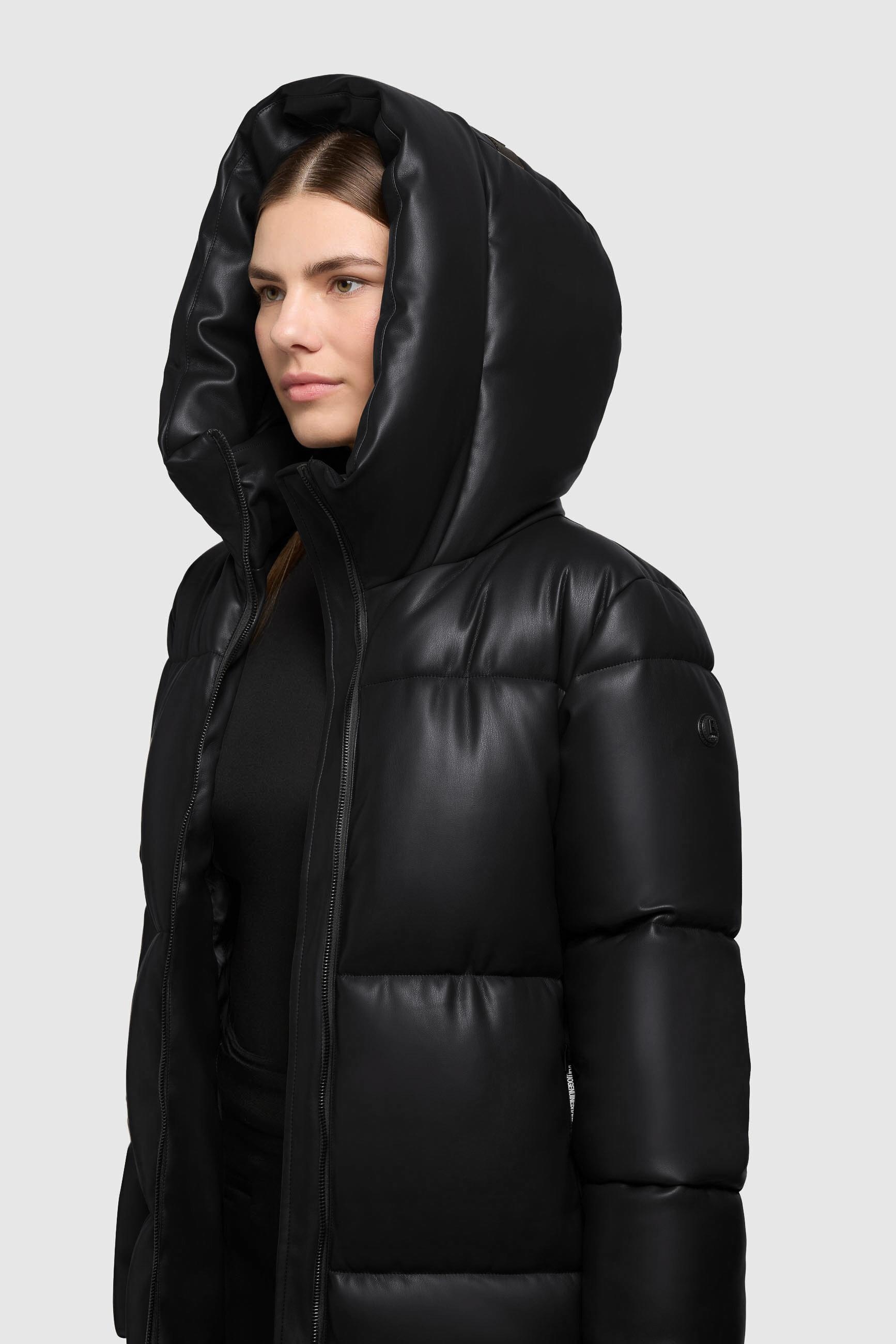 khujo Steppmantel »Destiny« Langer gesteppter Damen Mantel in Lederoptik