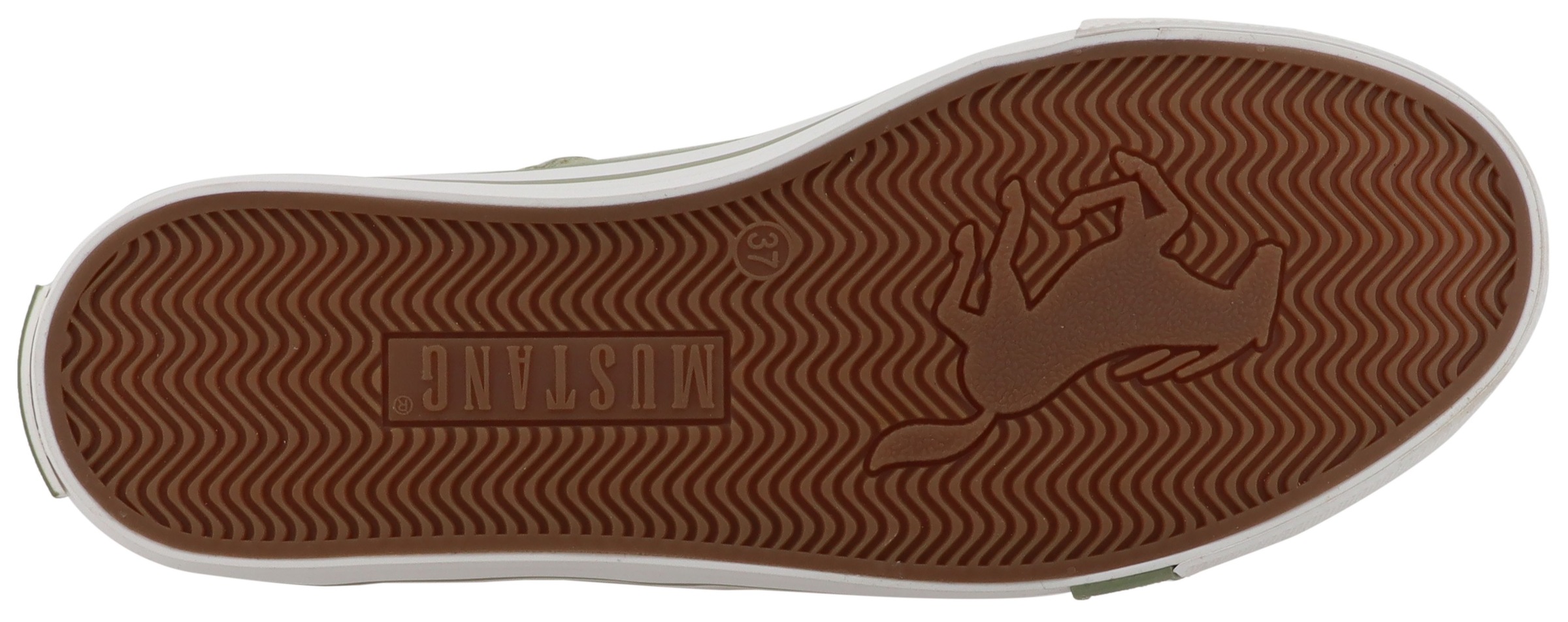 Plateausneaker MUSTANG SHOES "Winona", Herren, Gr. 37, khaki, Baumwolle, Schuhe Plateausneaker, Freizeitschuh, High Top-Sneaker, Schnürboots, kontrastreiche Details 2