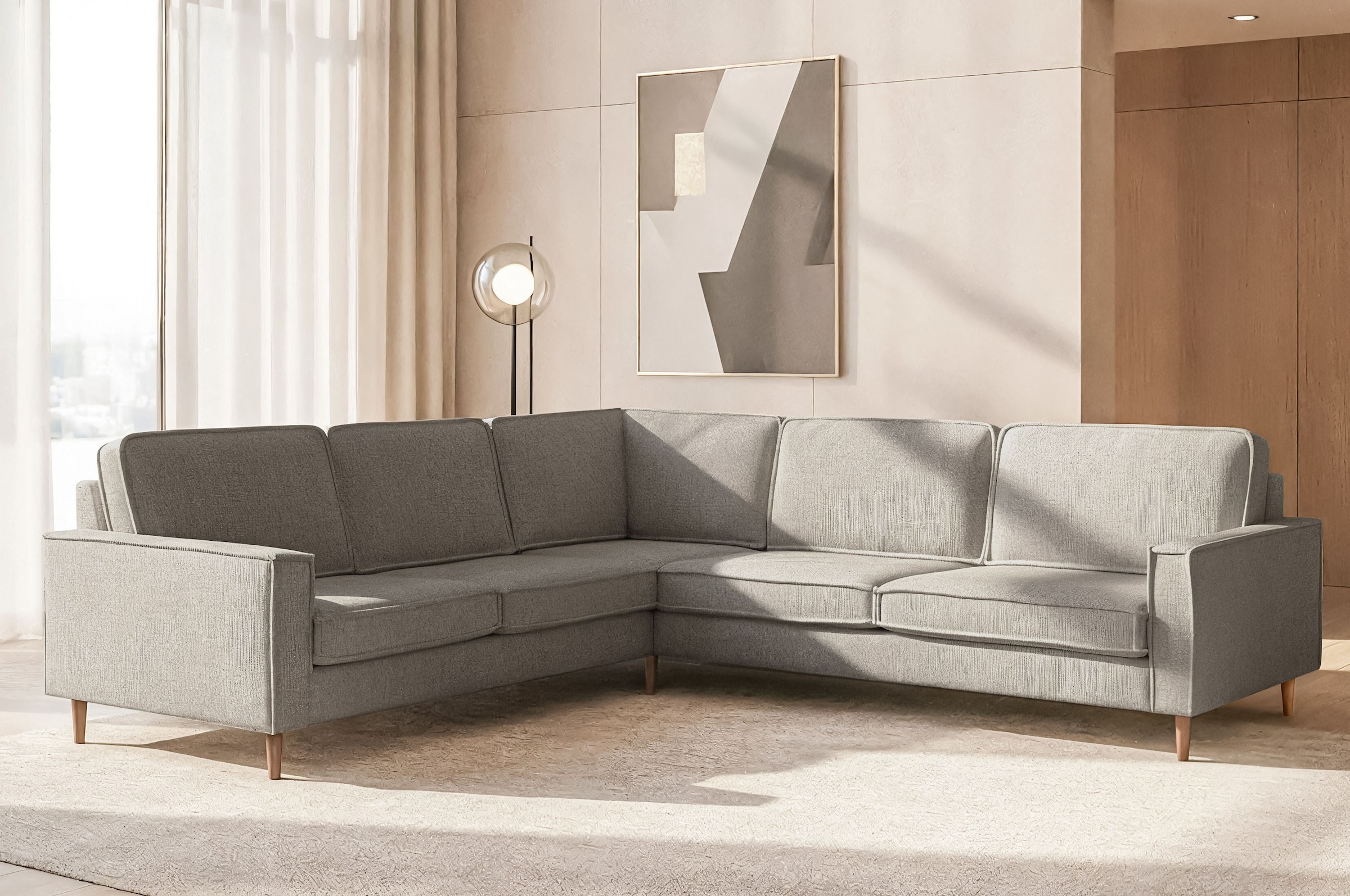 Home affaire Ecksofa "Pinto Skandi, 290 cm, Chenille, Struktur, Ottomane li günstig online kaufen