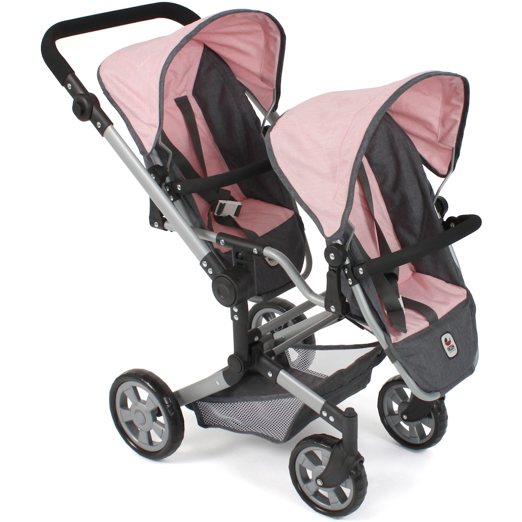 CHIC2000 Puppen-Zwillingsbuggy »Linus Duo, Grau-Rosa«