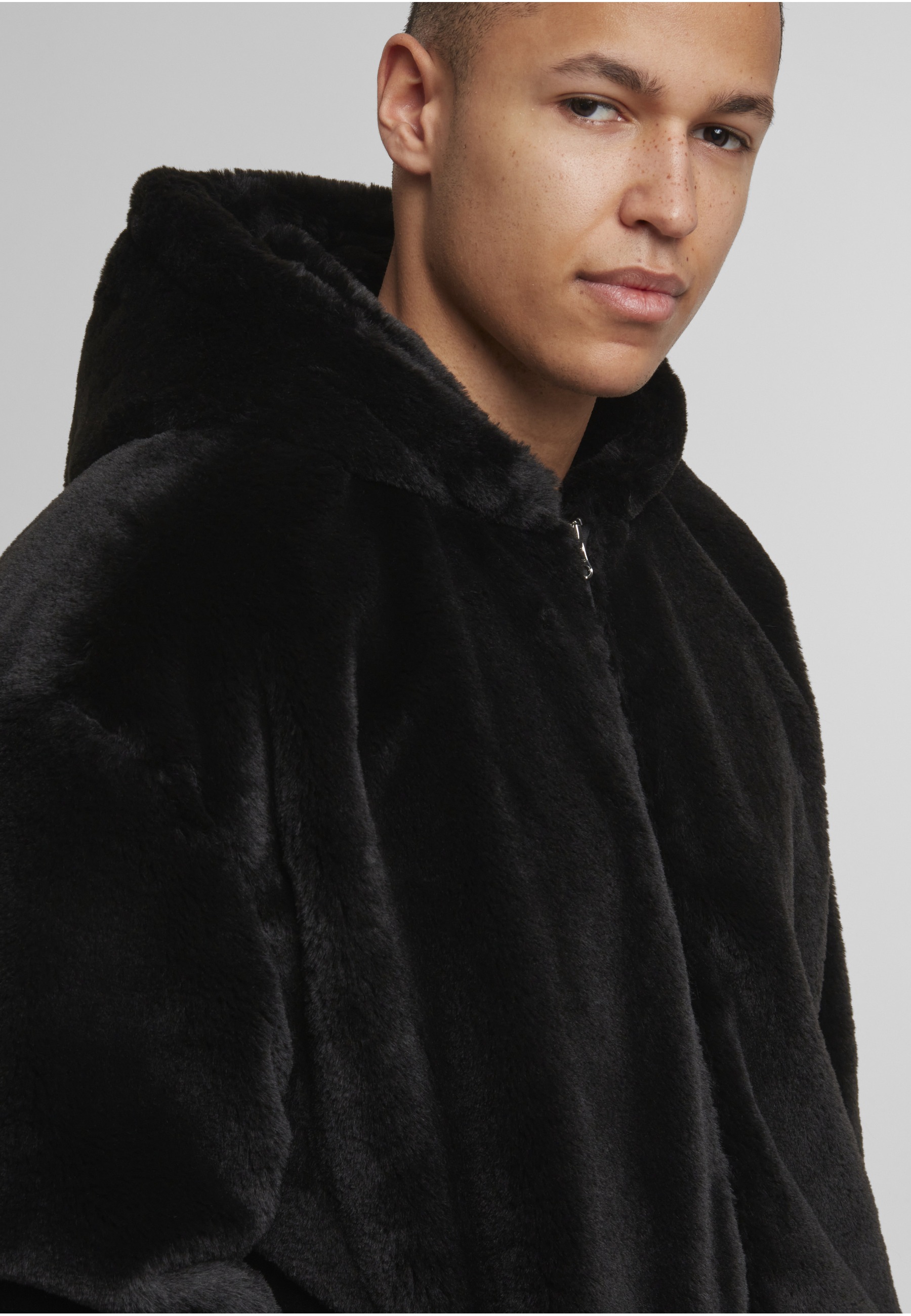 URBAN CLASSICS Wintermantel »Urban Classics Full Zip Faux Fur Hoodie«