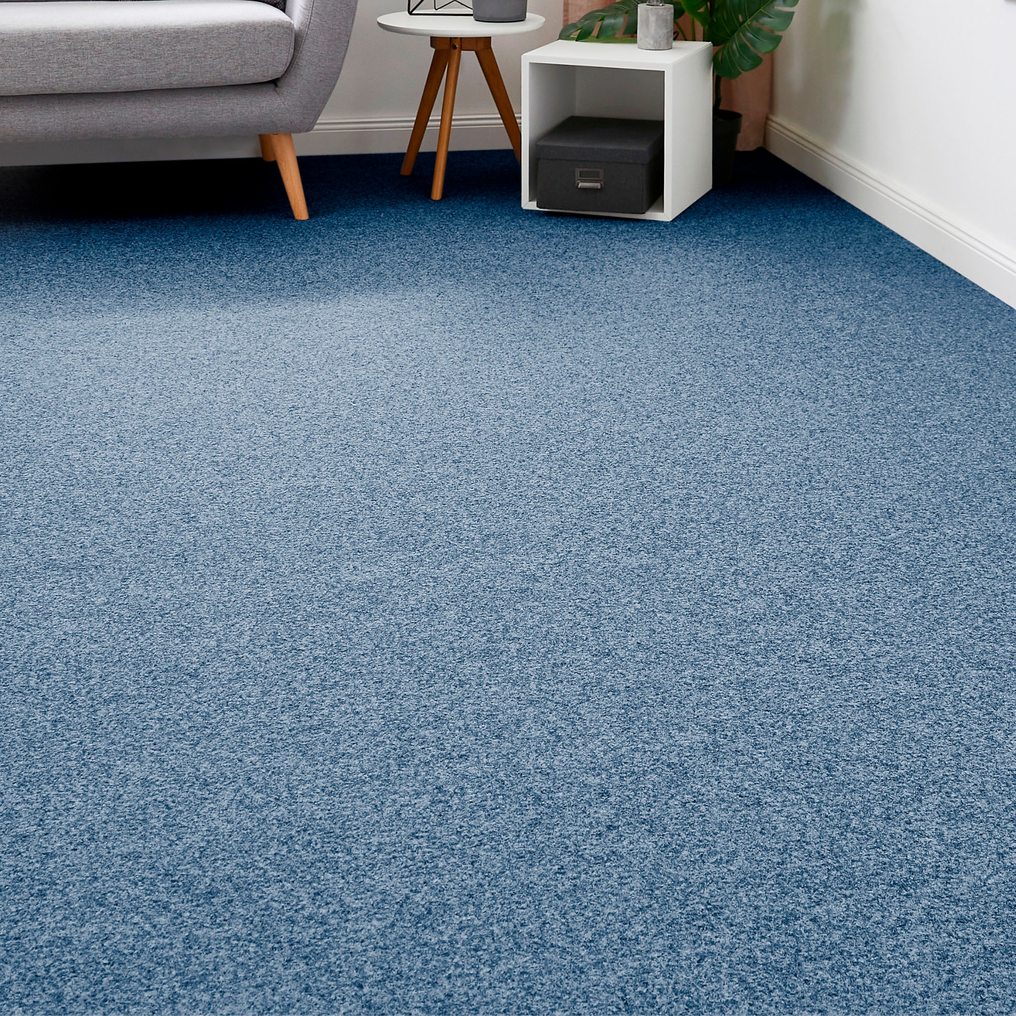 Teppichboden ANDIAMO "Invita, Nadelvlies, Gesamthöhe 5 mm, Made in Belgium", blau (denim), B:400cm L:450cm, Kunstfaser, Teppiche, melierte Optik, Breite 200 cm oder 400 cm, robust & strapazierfähig