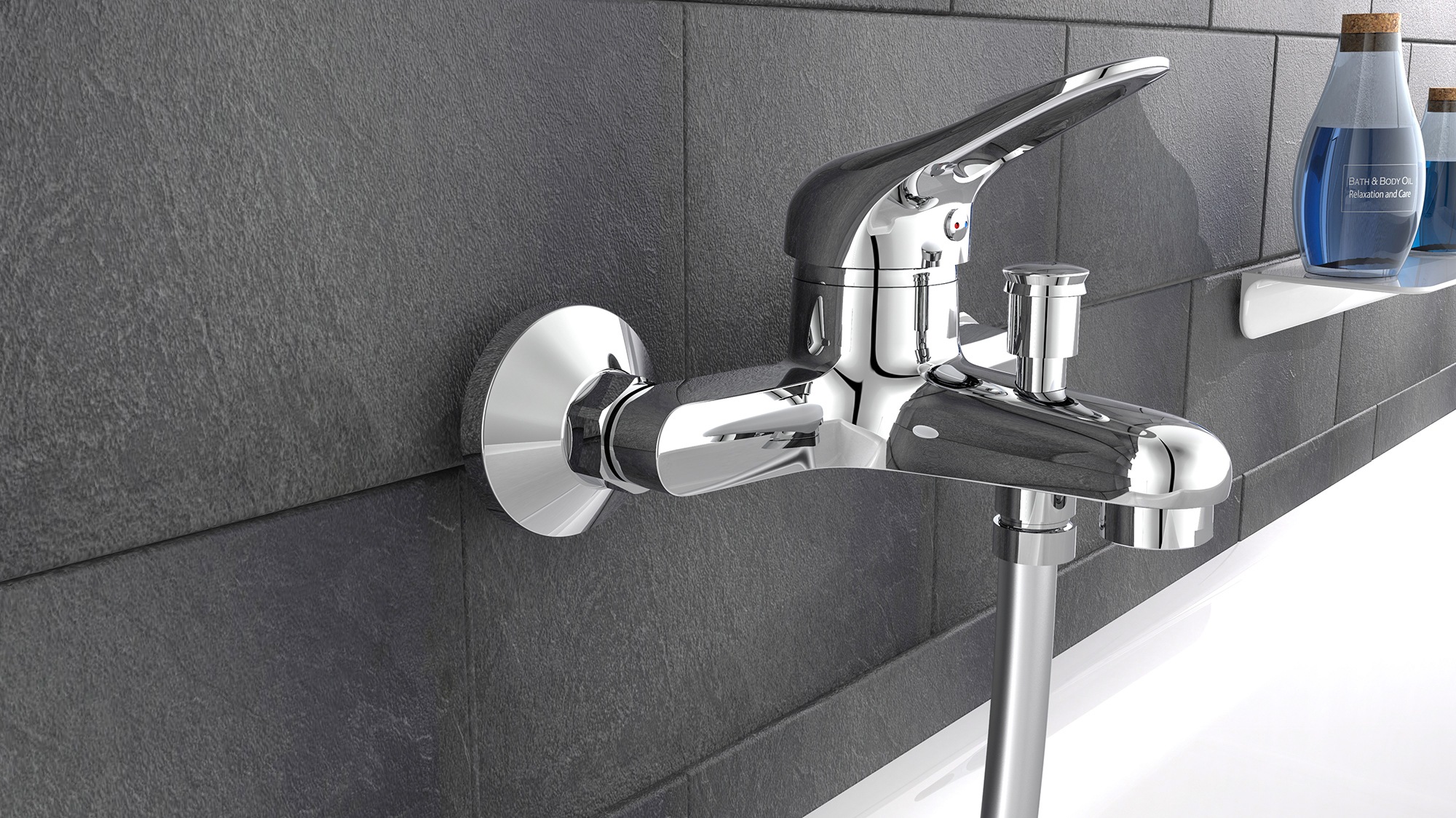 Schütte Wannenarmatur "Porto" Mischbatterie Badewanne, Wasserhahn Bad, Wannenarmatur in Chrom