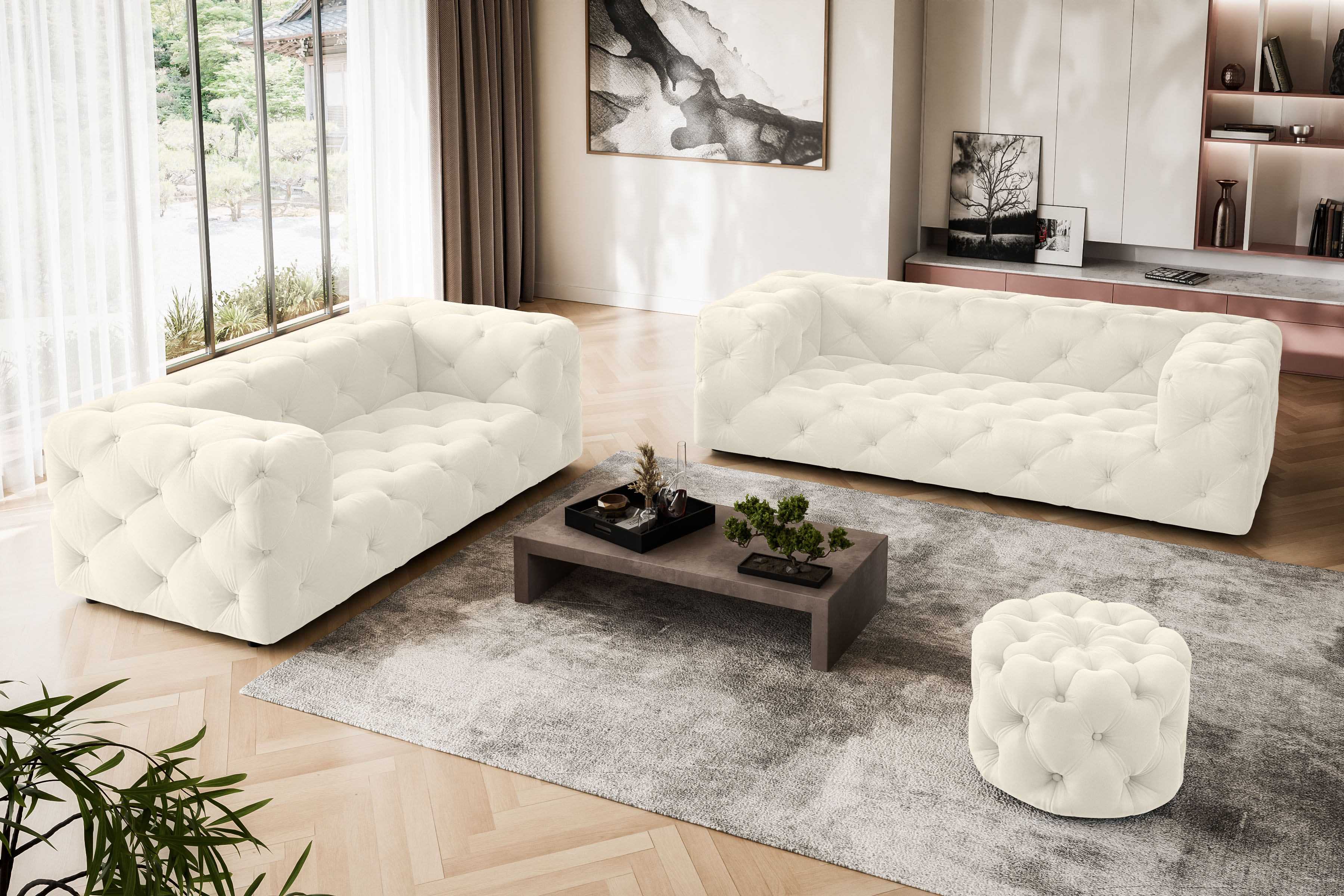 Thumbnail - Places of Style Hocker "FOLLINA", Polsterhocker mit klassischer Chesterfield-Knopfheftung