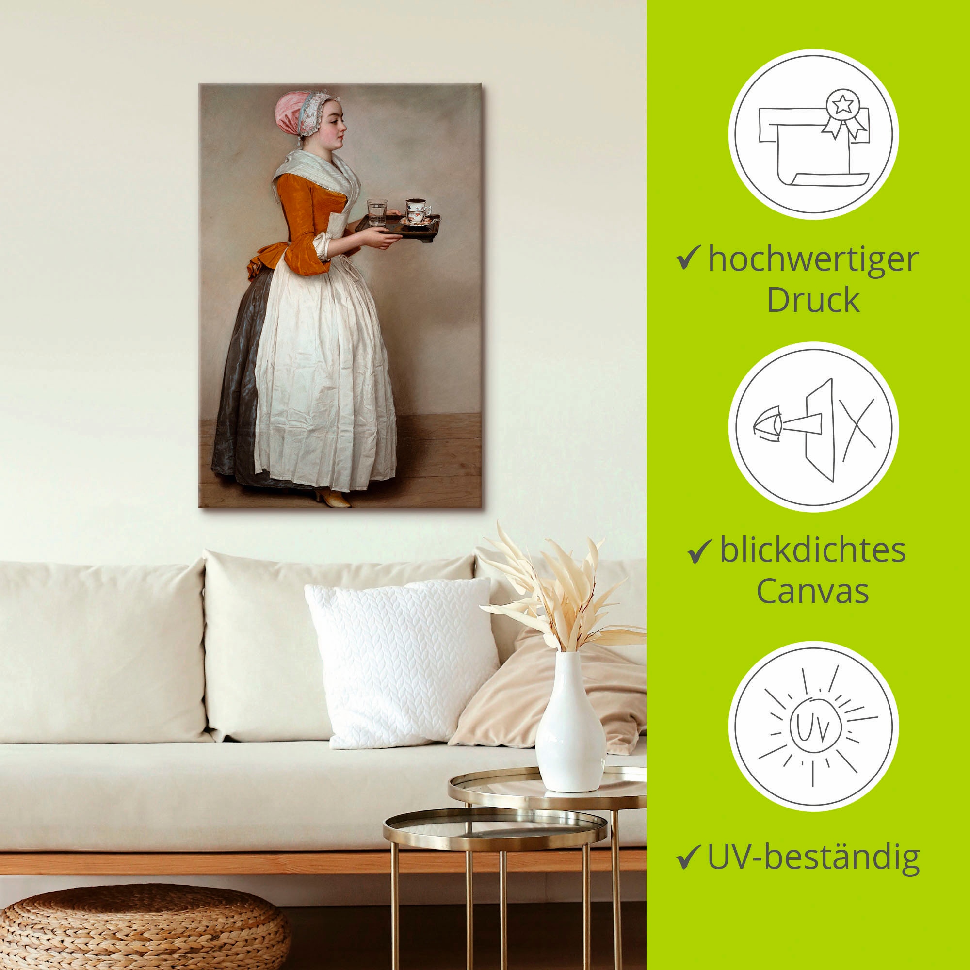 Artland Wandbild »Das Schokoladenmädchen. Um 1744/45«, Frau, (1 St.), als Alubild, Outdoorbild, Leinwandbild, Poster, Wandaufkleber