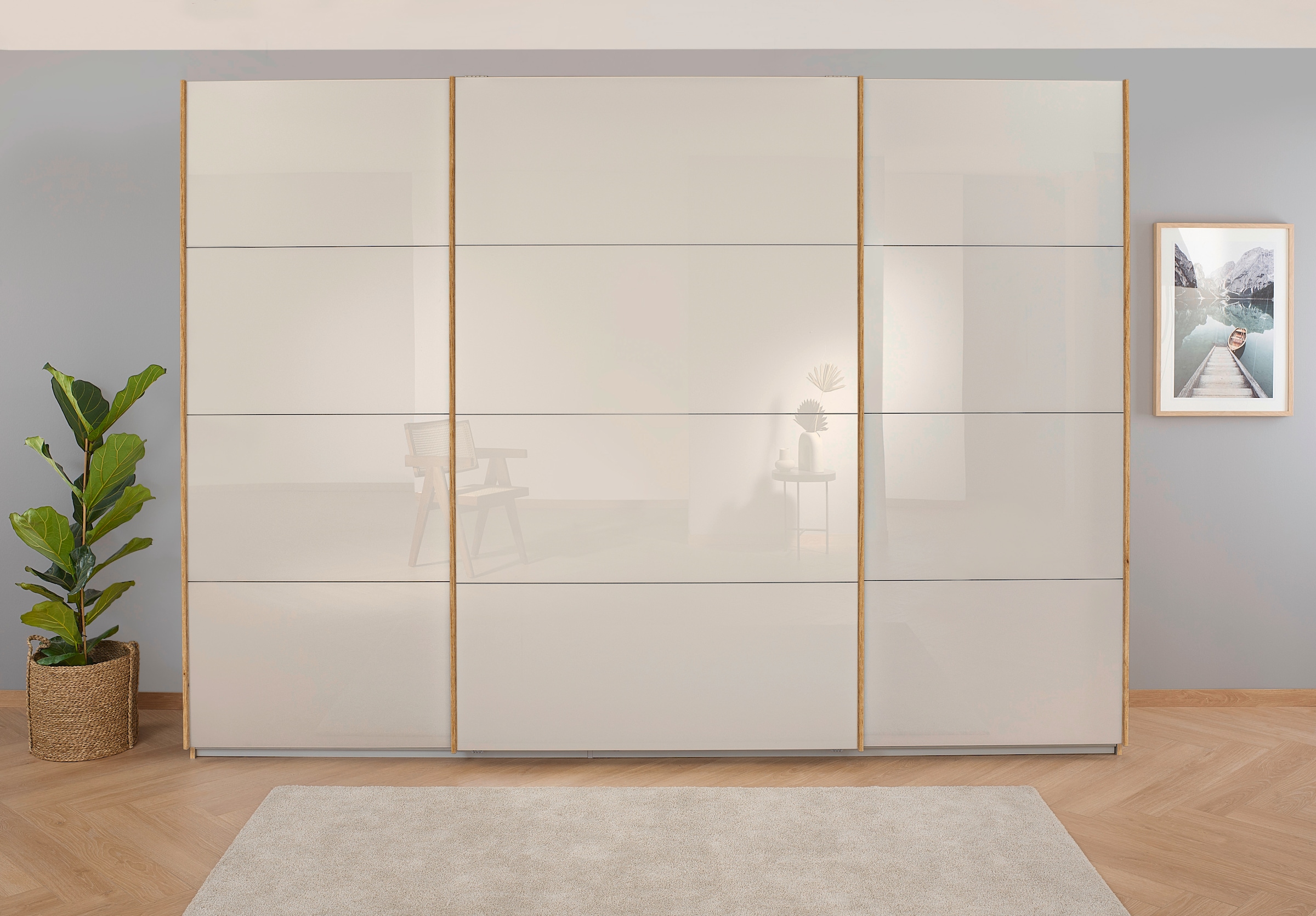 OTTO home Kleiderschrank "Mehrzweckschrank Aktenschrank Möbel Mietswohnung Schlafzimmer KOLUNA" 3 Ausstattungen BASIC/CLASSIC/PREMIUM (inkl. SOFT-CLOSE-FUNKTION), Breiten 203/271/315/360 cm Höhen 210/229 Glas-Front MADE IN GERMANY