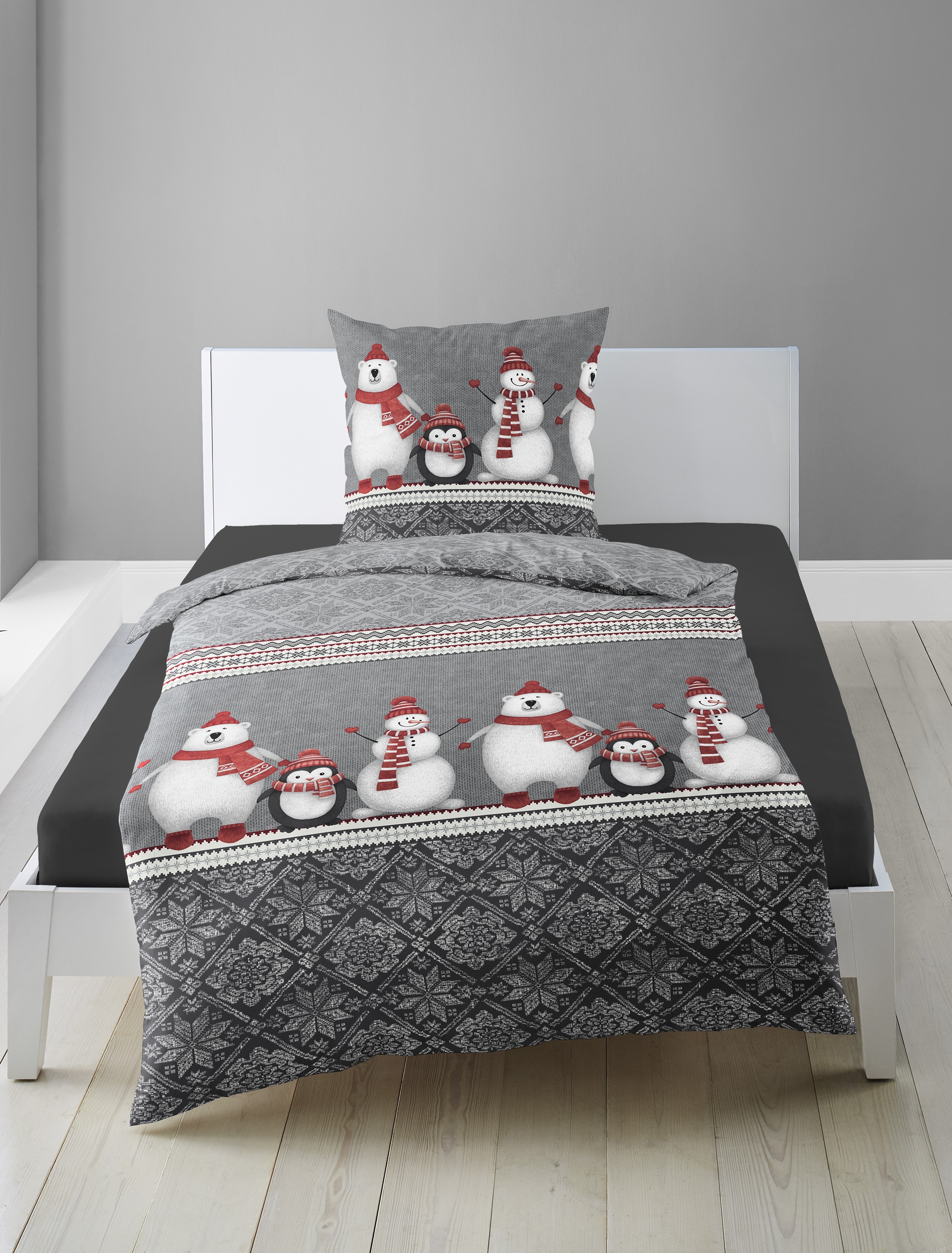 BIERBAUM Bettwäsche »Wichtel« 2 tlg. 100 % Baumwolle, Biber, unterschiedliche Weihnachts-Designs