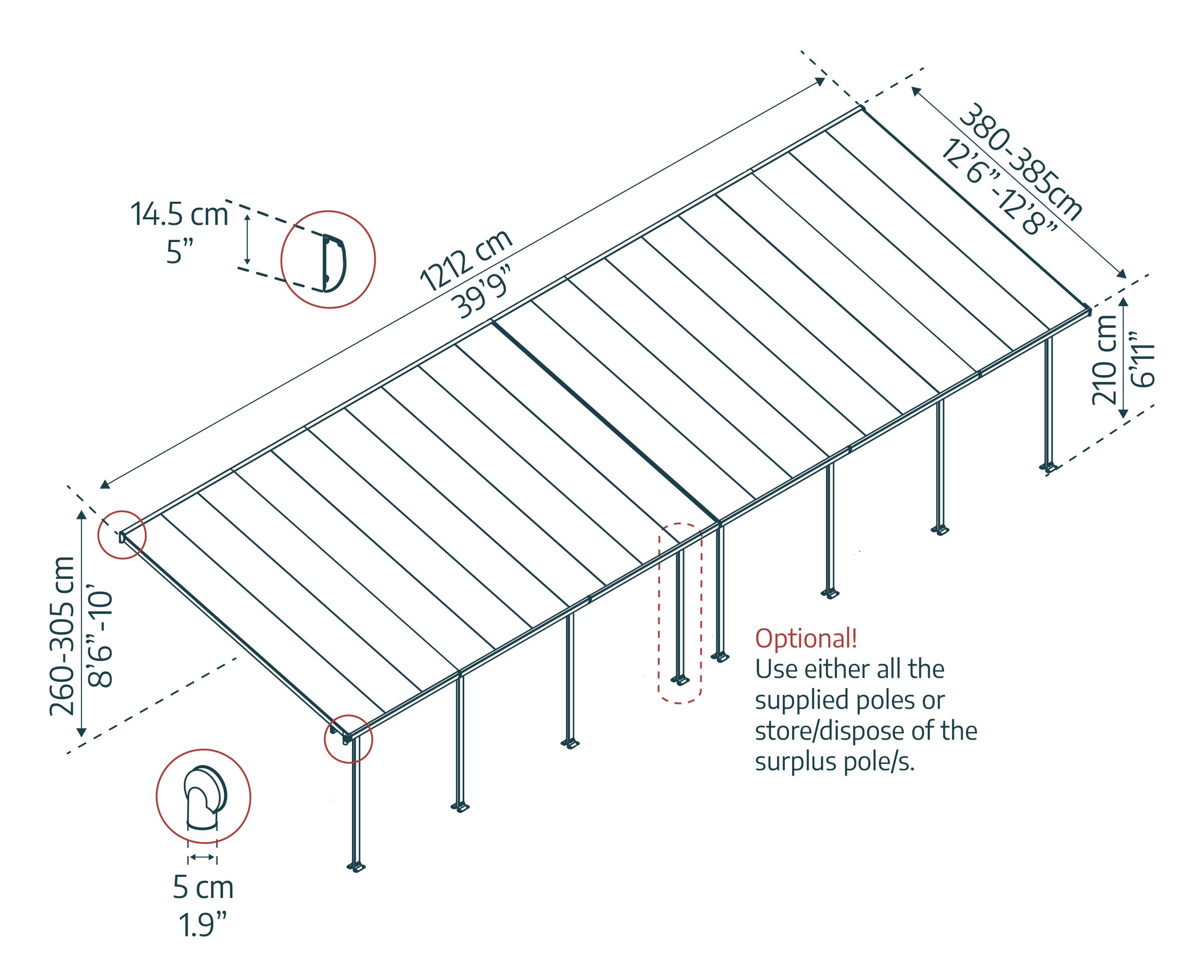 Palram - Canopia Terrassendach »Feria Alu Terrassenüberdachung«, einfache DIY Montage
