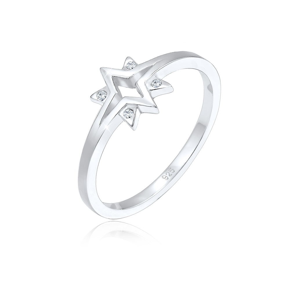 Elli Fingerring »Sterne Starburst Kristalle 925 Silber«