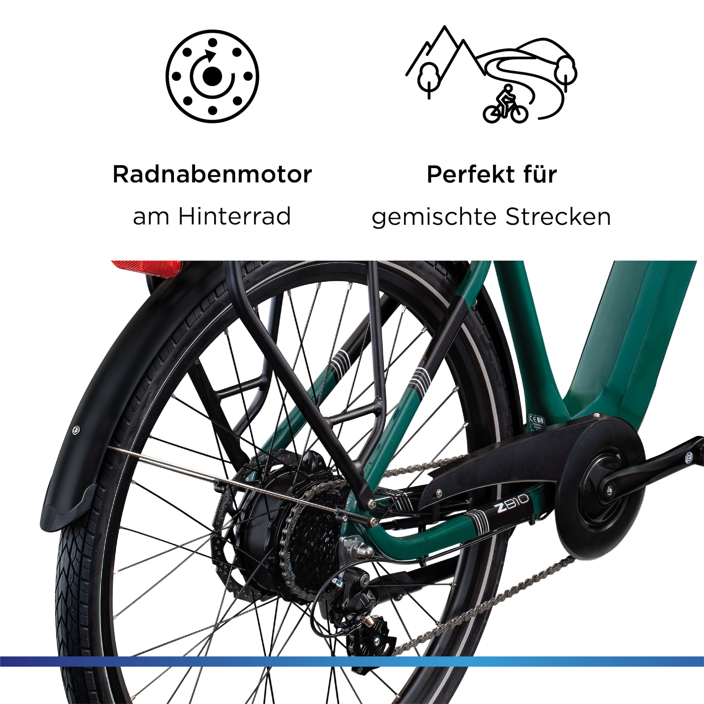 Zündapp »Z810« 8 Gang Shimano Altus RD-M310 Schaltwerk Kettenschaltung Heckmotor 250 W Pedelec, Elektrofahrrad für Damen und Herren