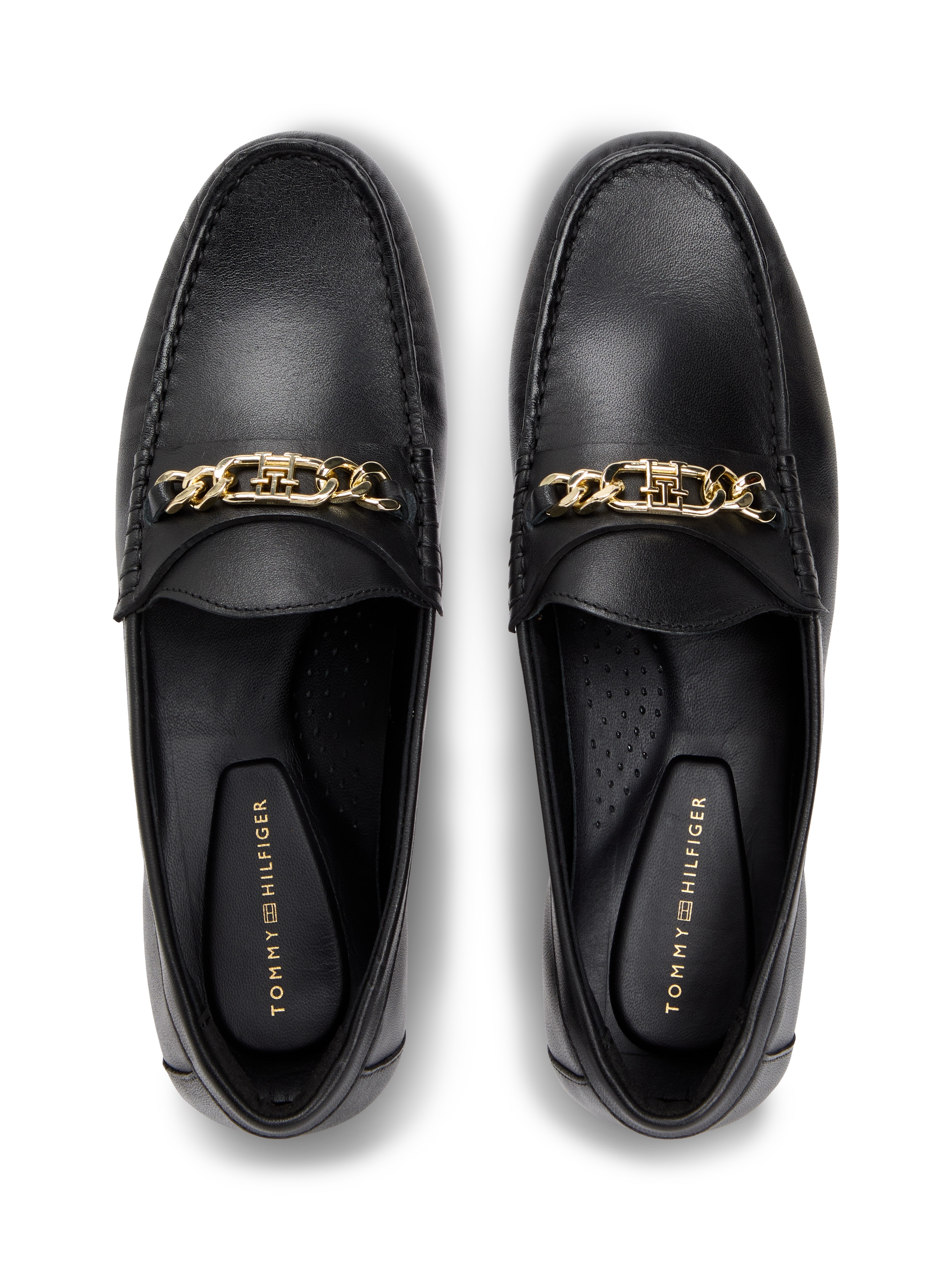 Tommy Hilfiger Loafer »TH CHAIN LEATHER LOAFER«  Businesschuh, Slipper, Schlupfschuh mit goldfarbener Zierkette