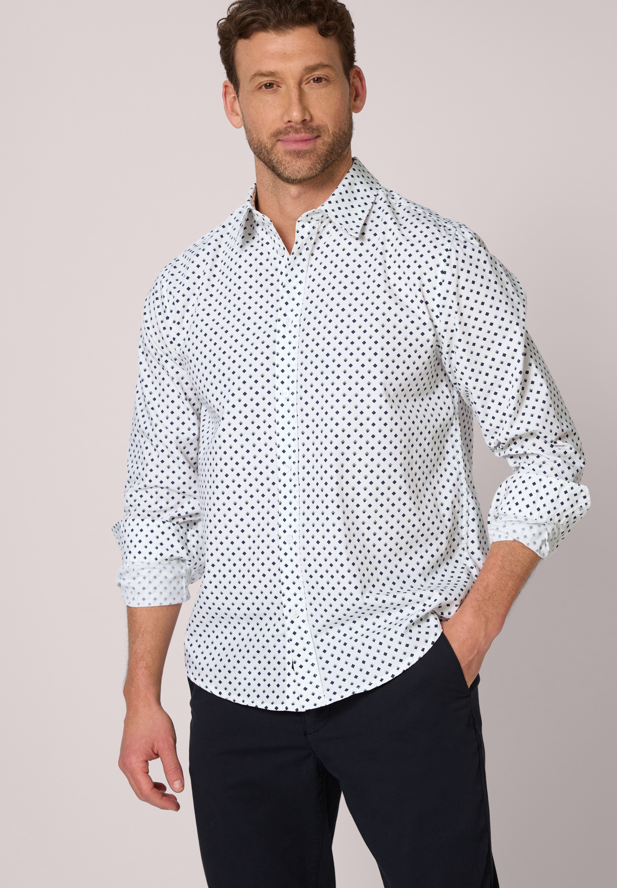 STREET ONE MEN Langarmhemd aus reiner Baumwolle