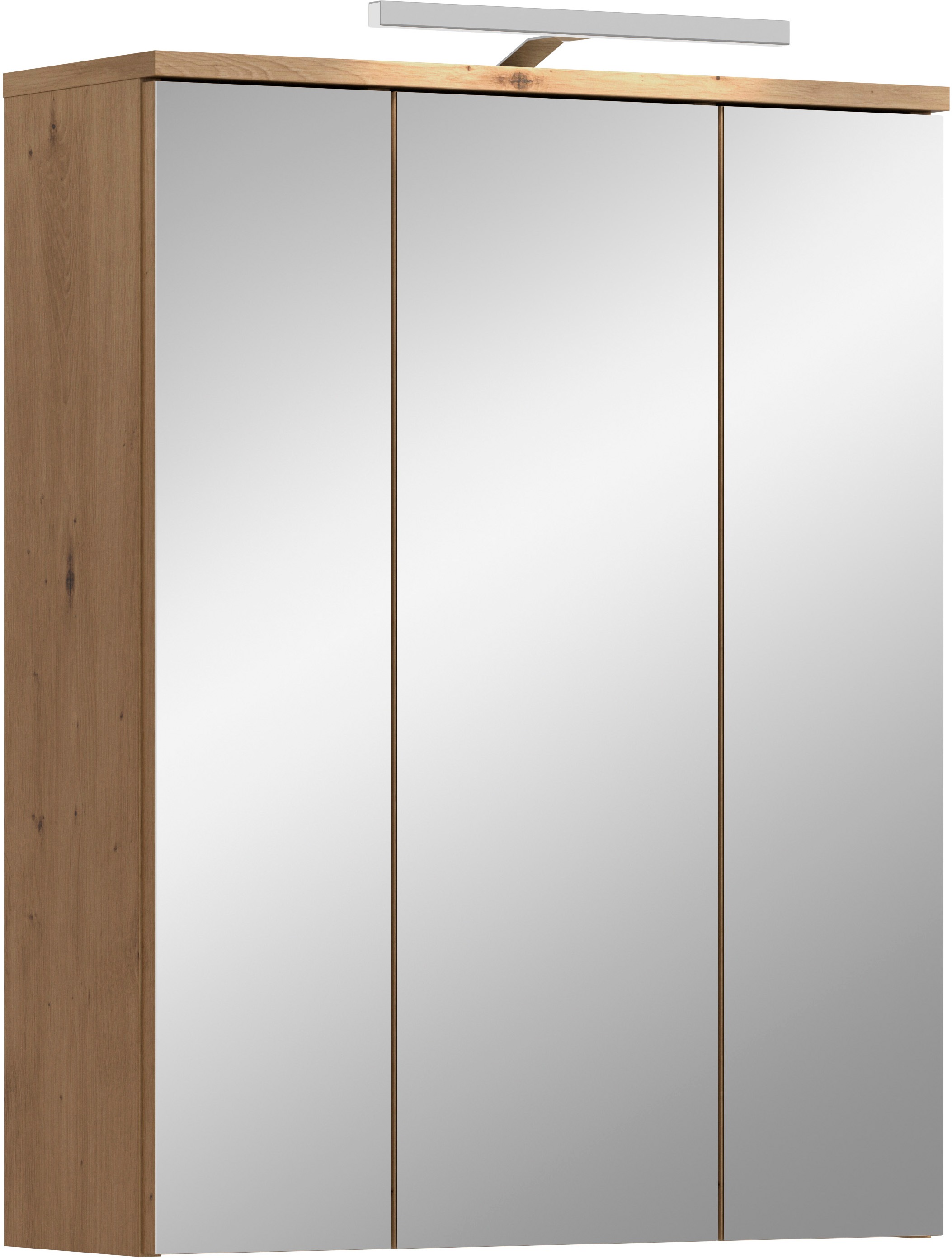 welltime Badezimmerspiegelschrank "LUCCA, Breite 60cm, inkl. LED Beleuchtung, 3 Spiegeltüren" Set, 2 Stk. tlg.