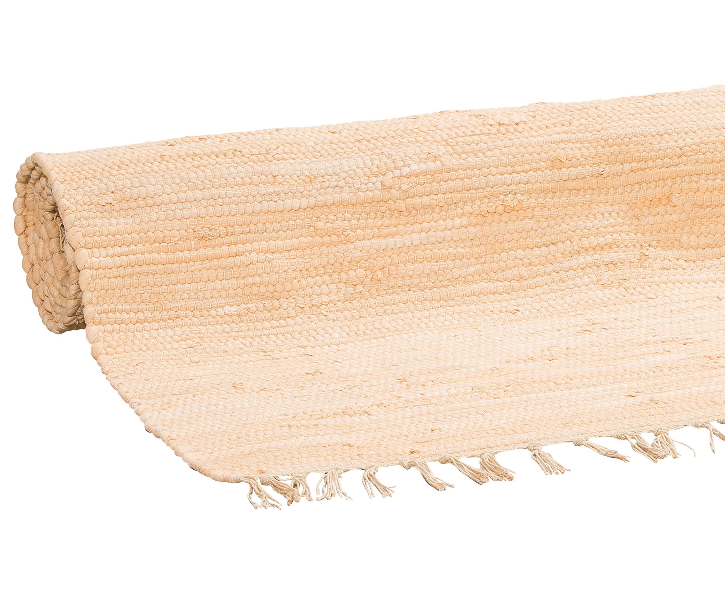 Teppich OTTO HOME "Paul" Gr. 12, beige (natur), B:70cm H:5mm L:250cm, Baumwolle, Teppiche, Teppich, Wendeteppich, Uni, handgewebt, mit Fransen, reine Baumwolle, Läufer 2