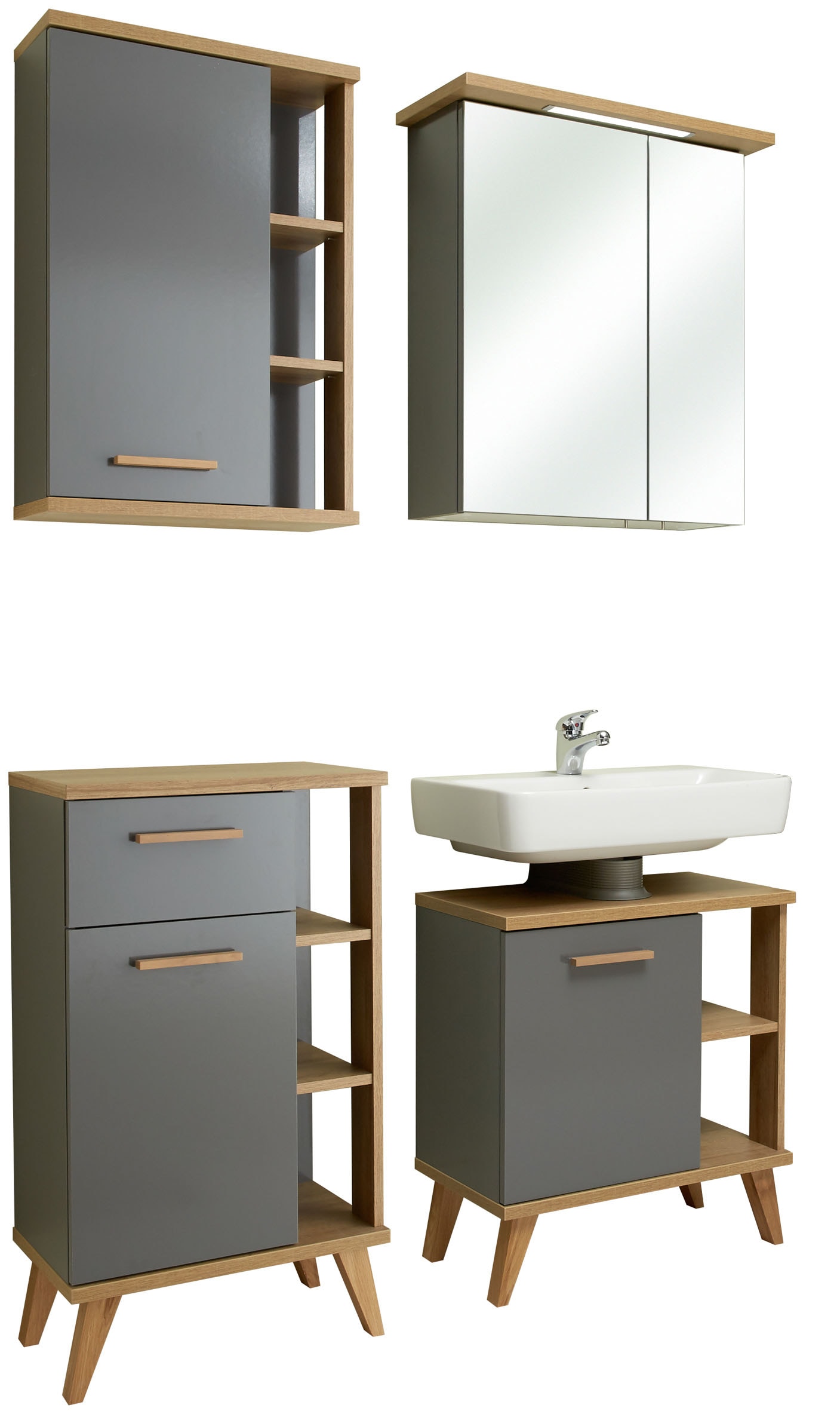 Saphir Badmöbel-Set "4-teilig, mit Soft-Close Türen" Set, 4 Stk. tlg.