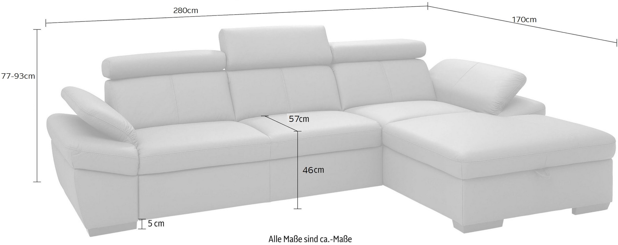 exxpo - sofa fashion Ecksofa "Salerno, Funktionssofa, Breite 280cm, hoher S günstig online kaufen