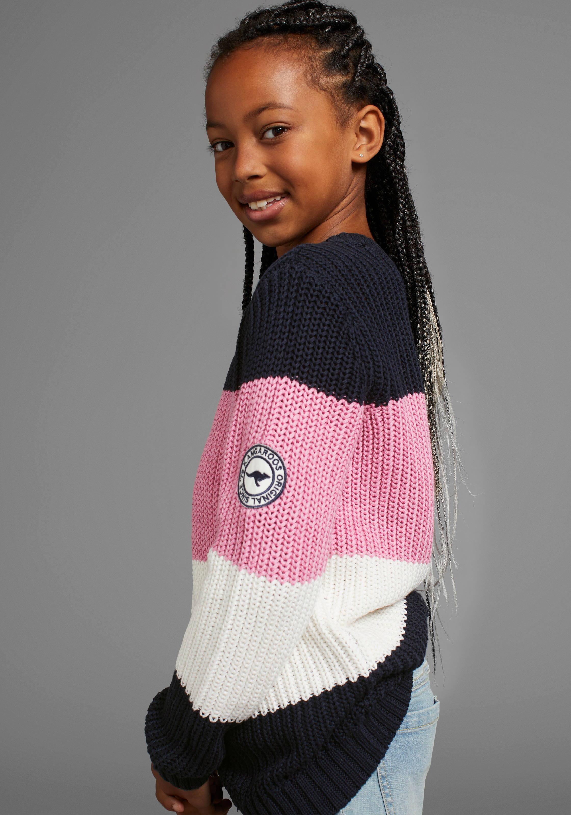 Thumbnail - KangaROOS Strickpullover "Ringelpullover" mit Logo auf dem Ärmel
