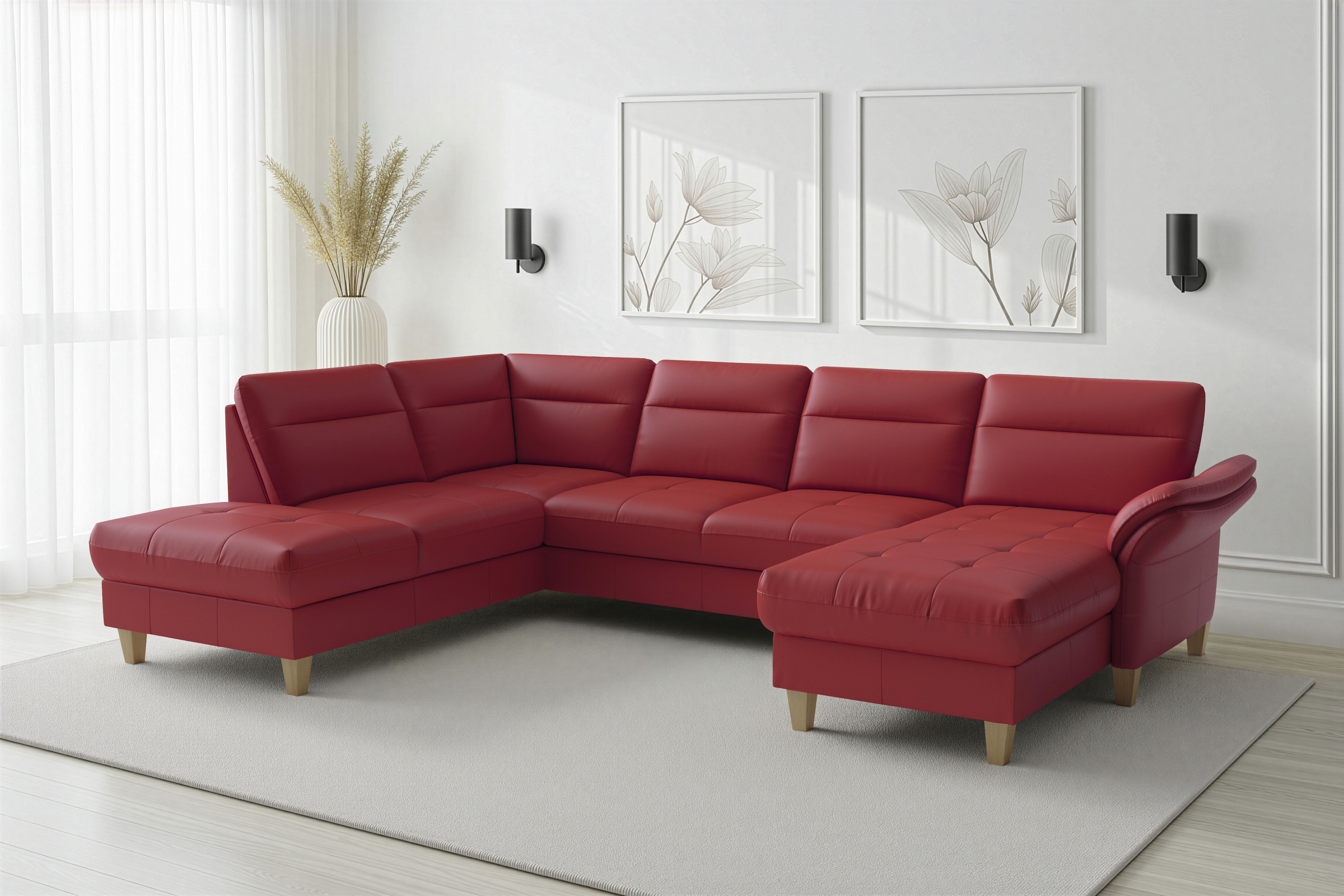 sit&more Wohnlandschaft "Pamela U-Form, B: 292 cm, optional Schlaffunktion & Bettkasten, Leder"